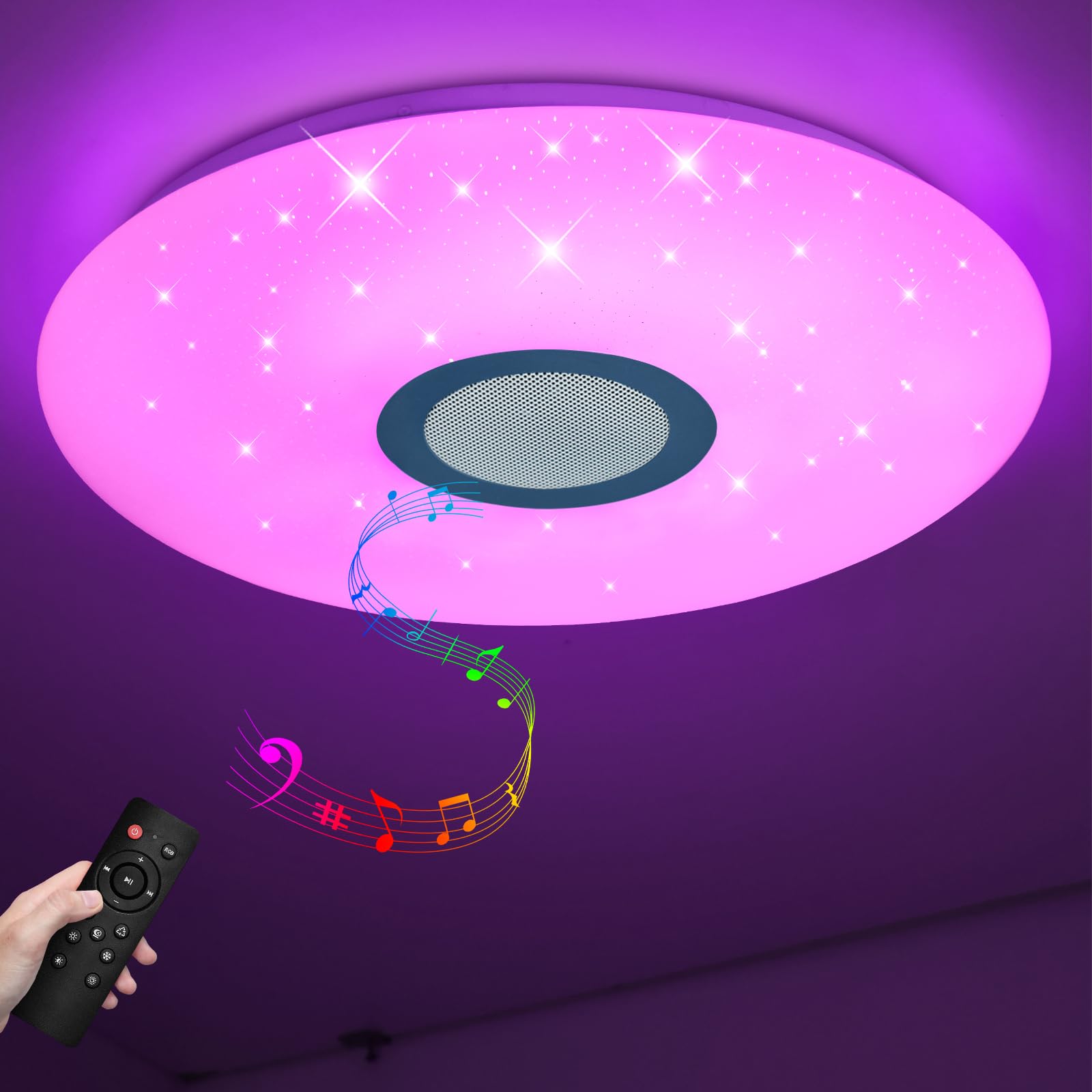 Plafoniera LED Dimmerabile 54W con Musica Bluetooth