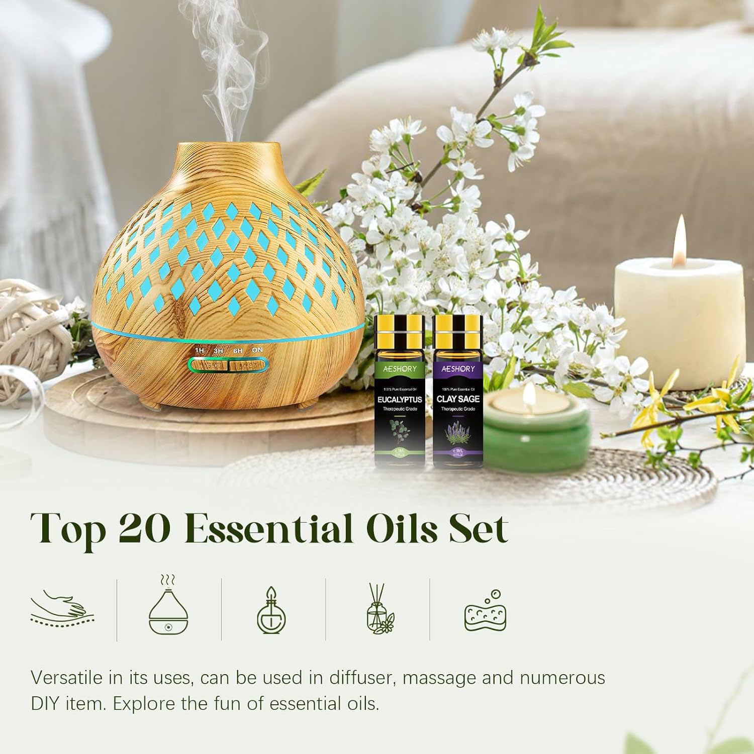 Aeshory Oli Essenziali per Diffusore - Set 20x5ml - immagine 3