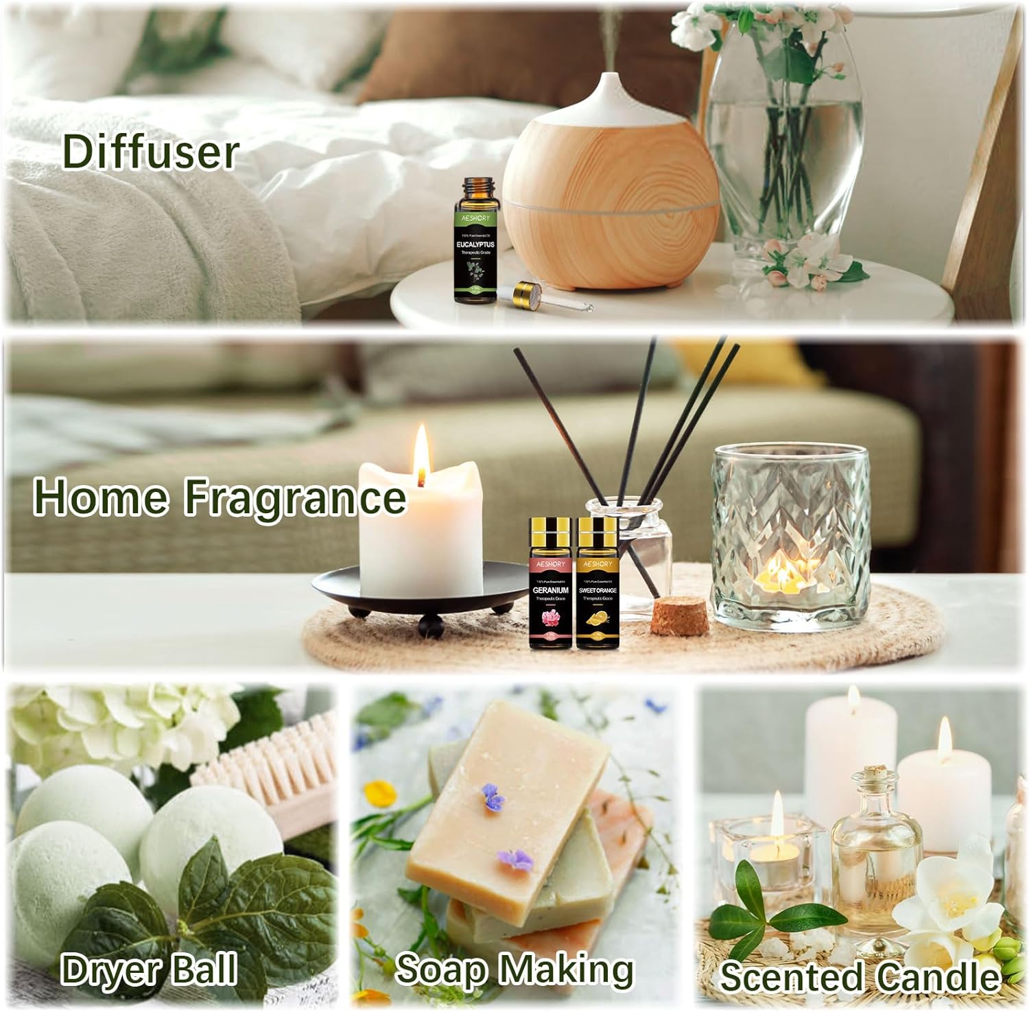 Aeshory Oli Essenziali per Diffusore - Set 20x5ml - immagine 6