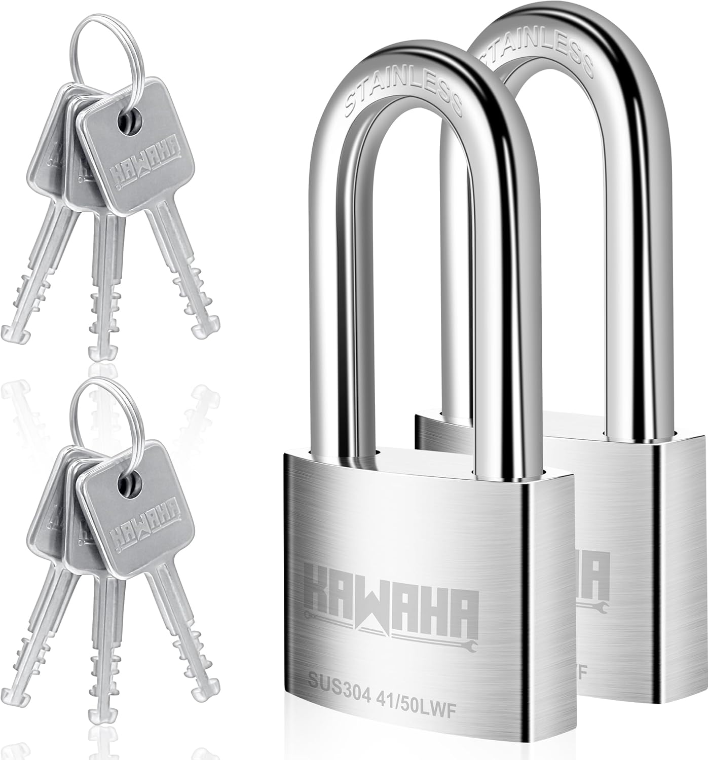 Kawaha Lucchetto Arco Lungo 50mm Acciaio Inossidabile