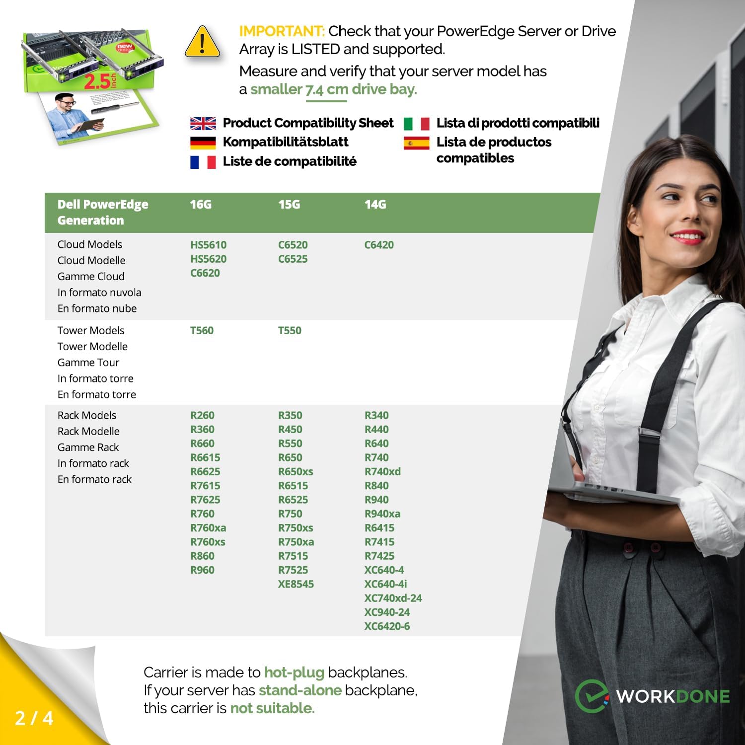 Workdone 2 Caddy 2.5" per Server Dell PowerEdge 14° Gen - immagine 3