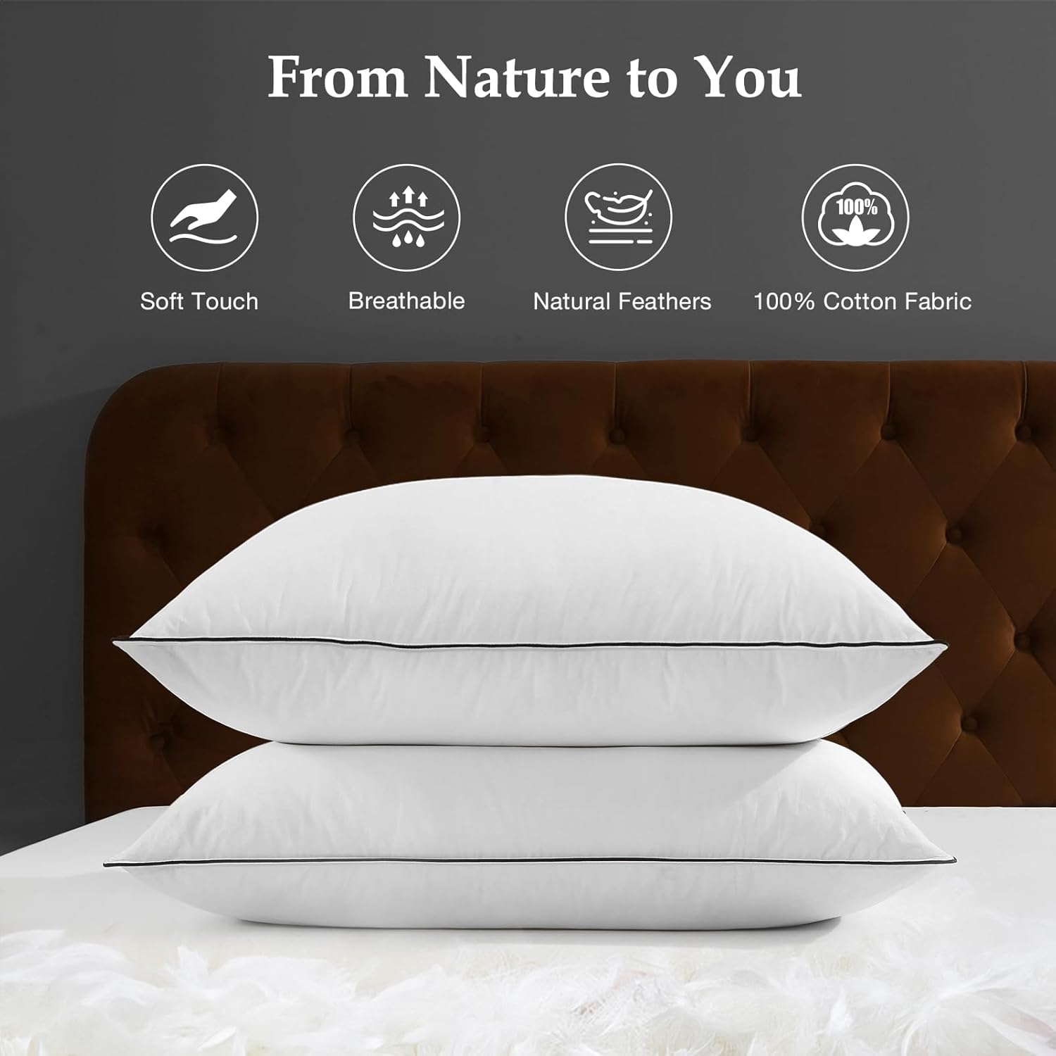 Dwr Luxury Cuscino in Piuma d'Oca 80x80cm (Set 2) - immagine 3