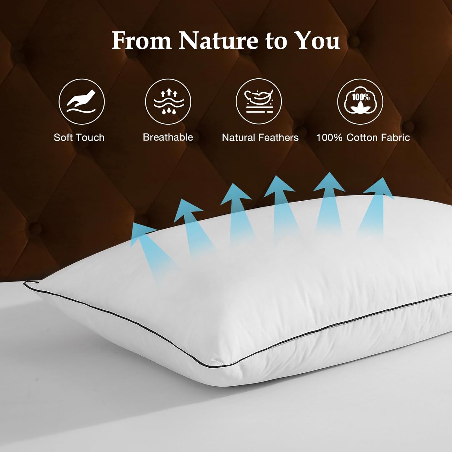 Dwr Luxury Cuscino in Piuma d'Oca 80x80cm (Set 2) - immagine 4