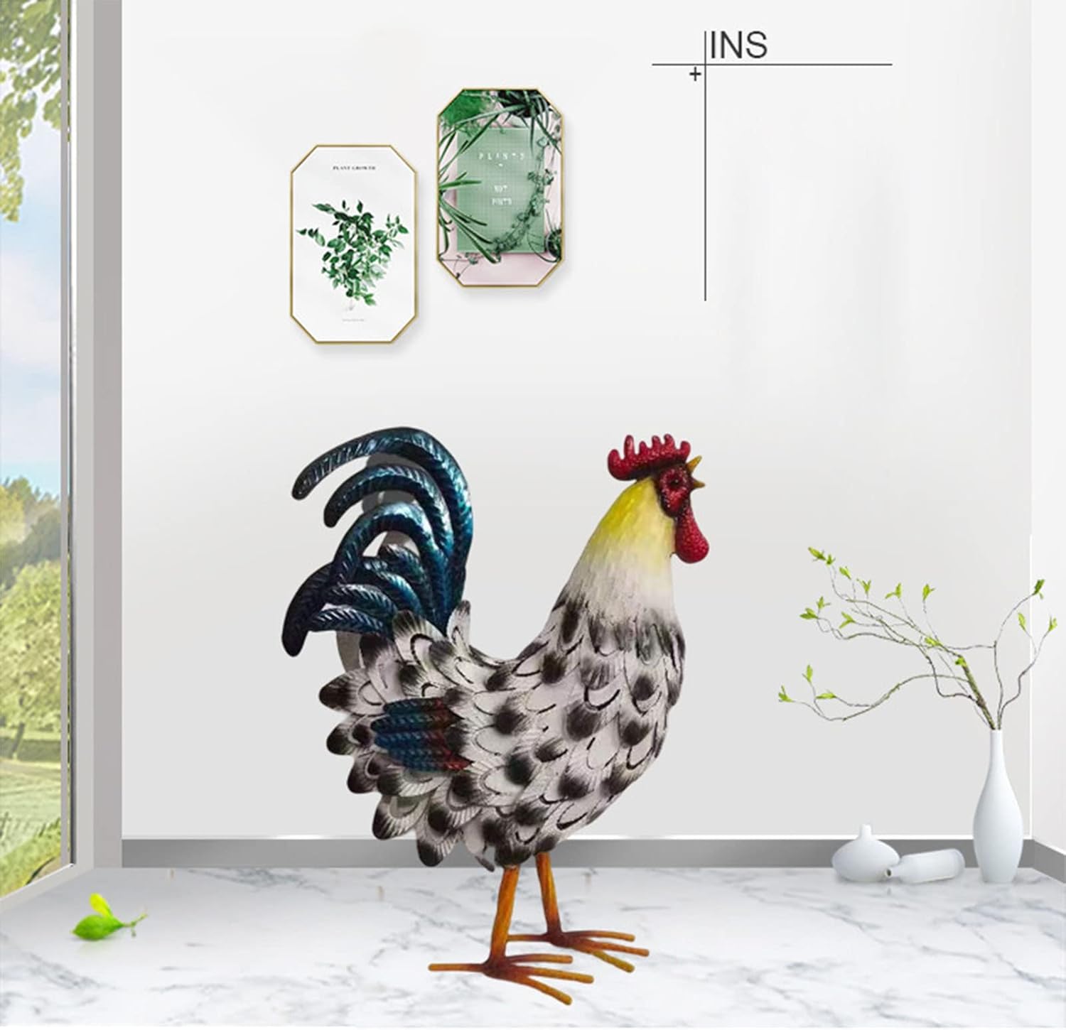 MECC Metallo Rooster Decor - Black and White - immagine 3