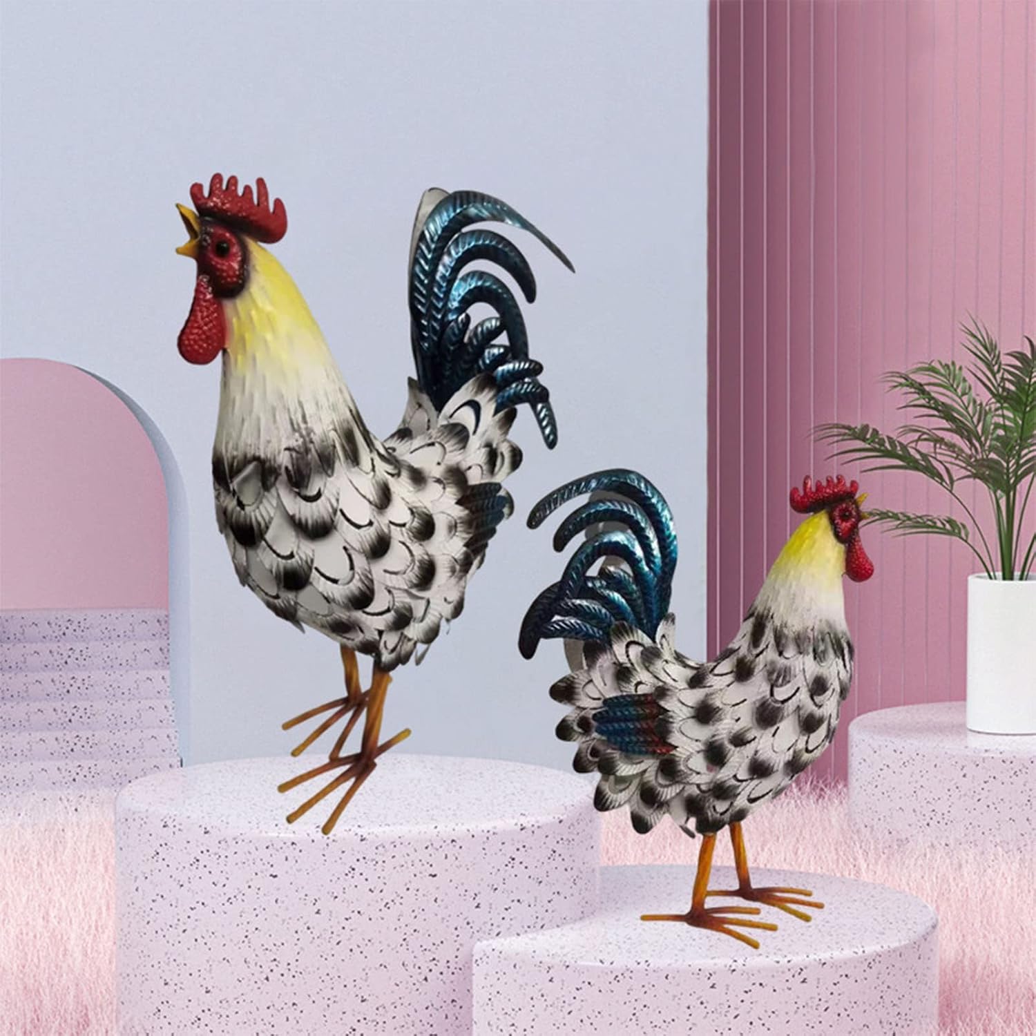 MECC Metallo Rooster Decor - Black and White - immagine 4