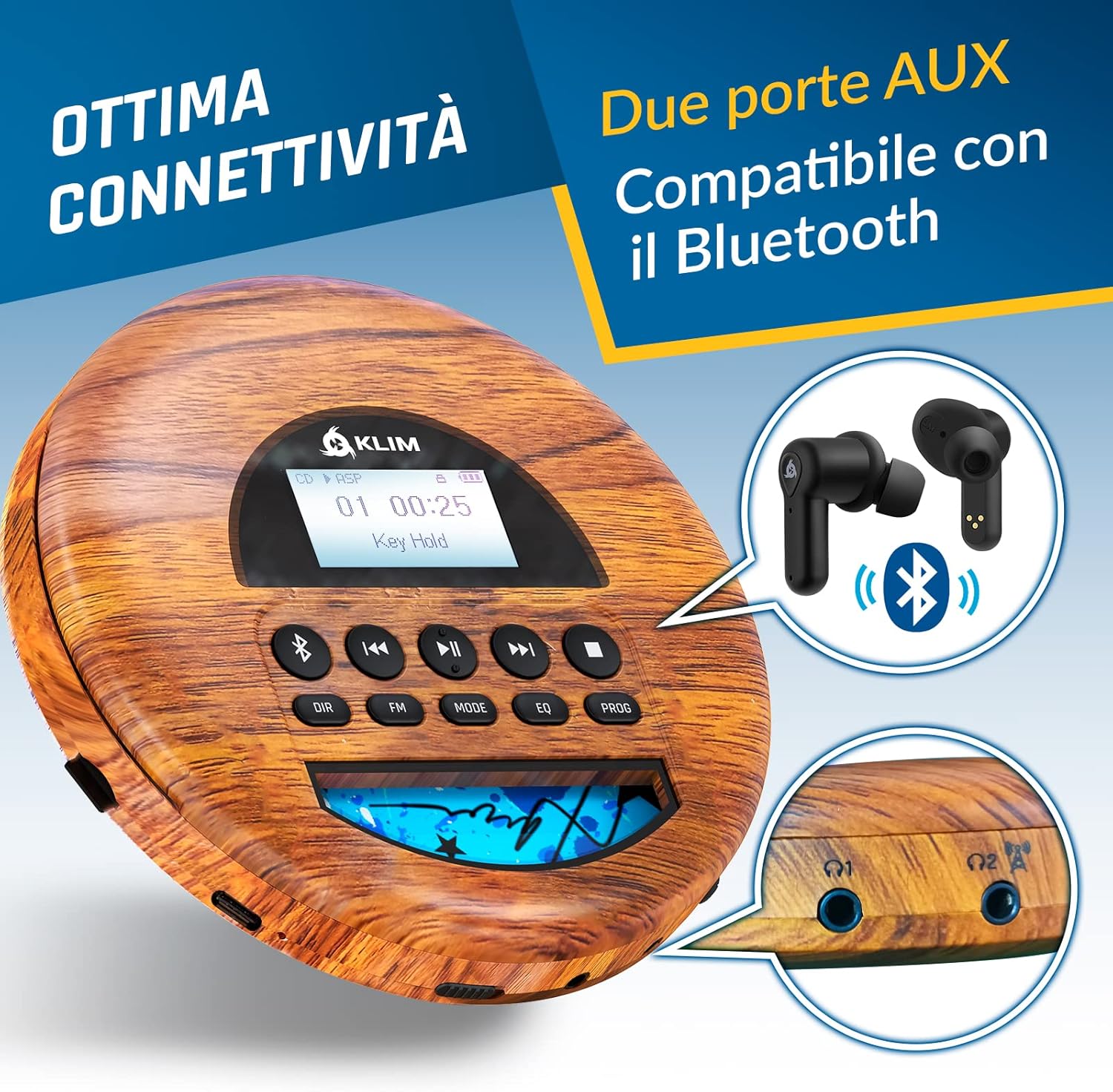 Klim Nomad Wood - Lettore CD Portatile 2024 - immagine 7