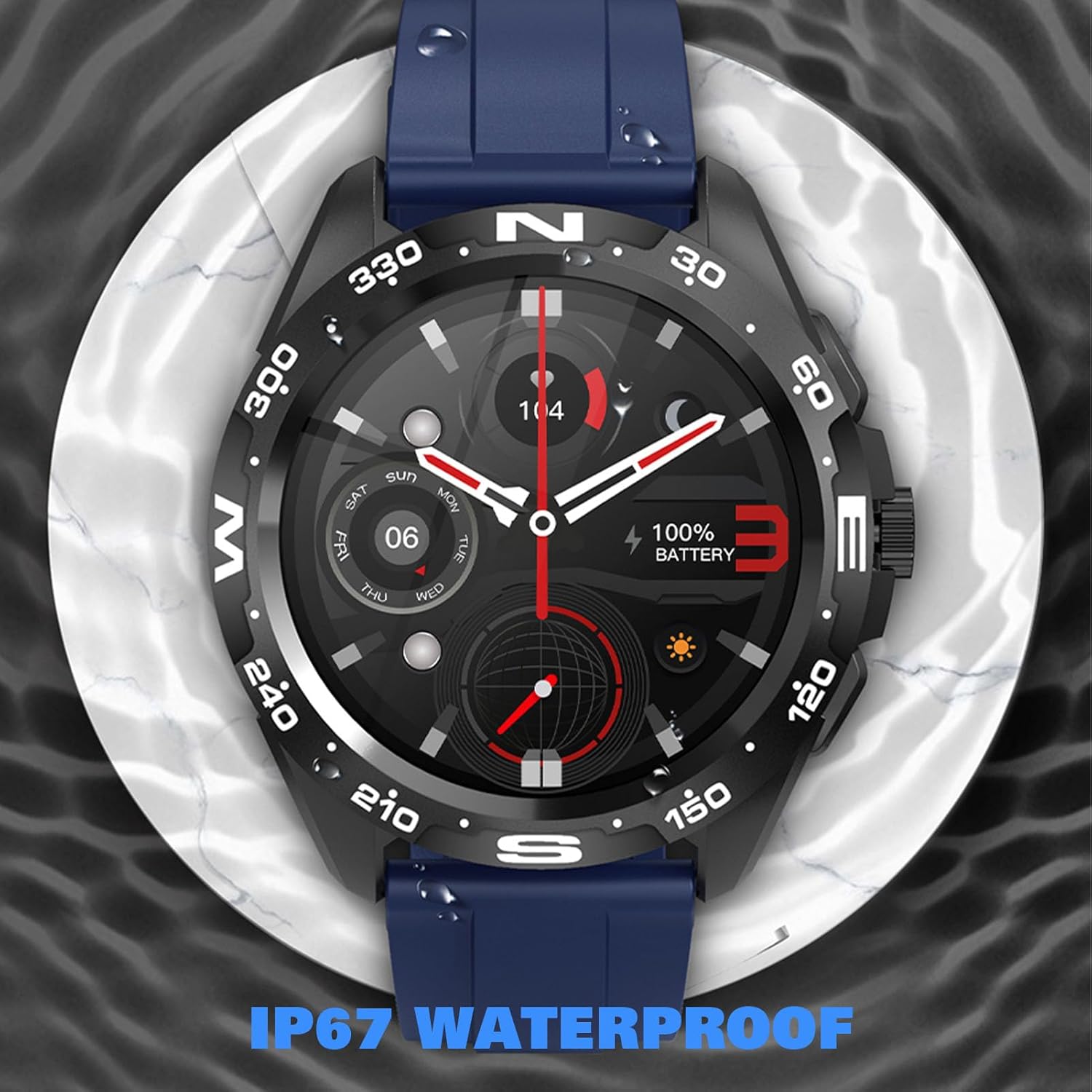 Findtime Smartwatch Bluetooth IP67 Impermeabile, Blu - immagine 2