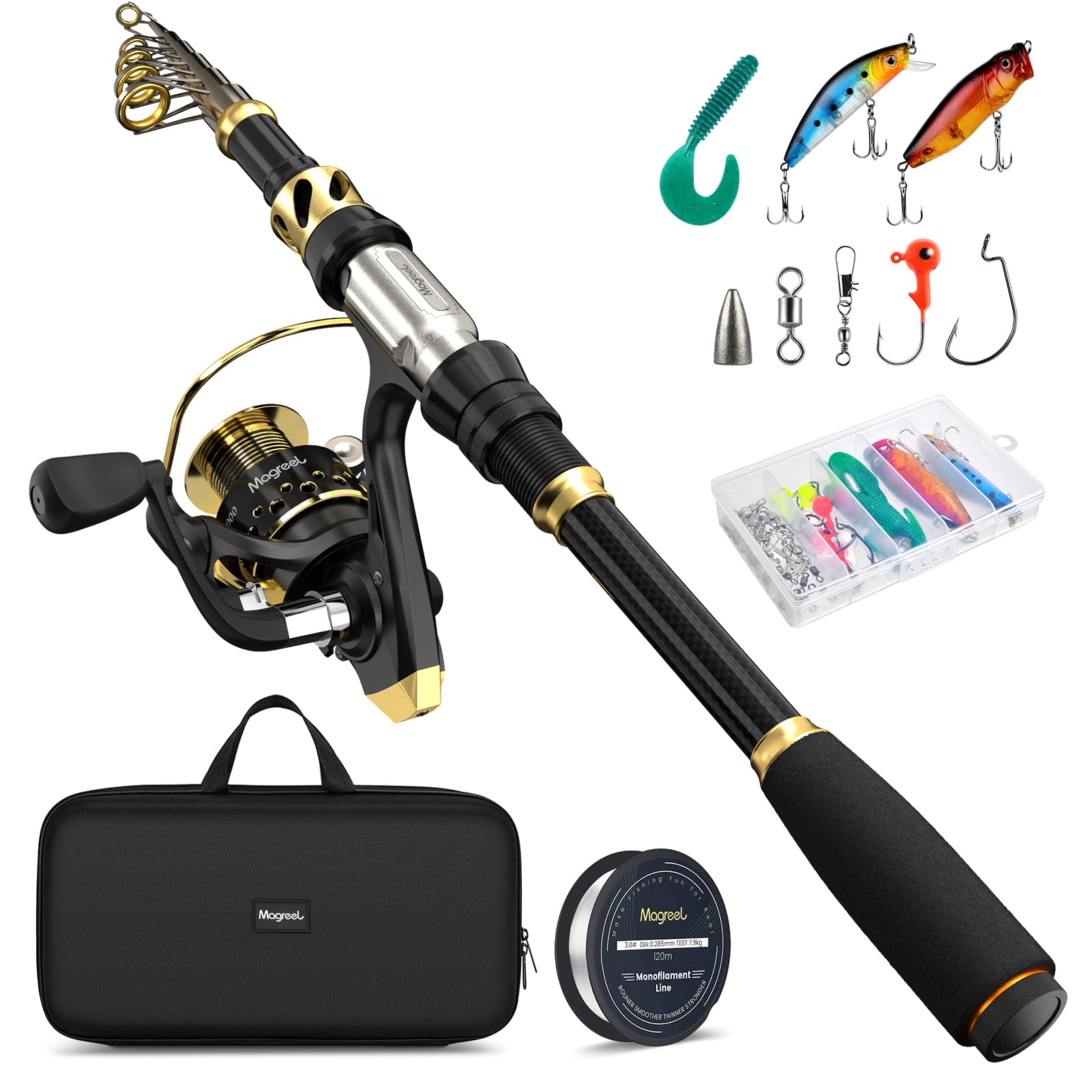 Magreel Set Canna da Pesca Telescopica e Mulinello