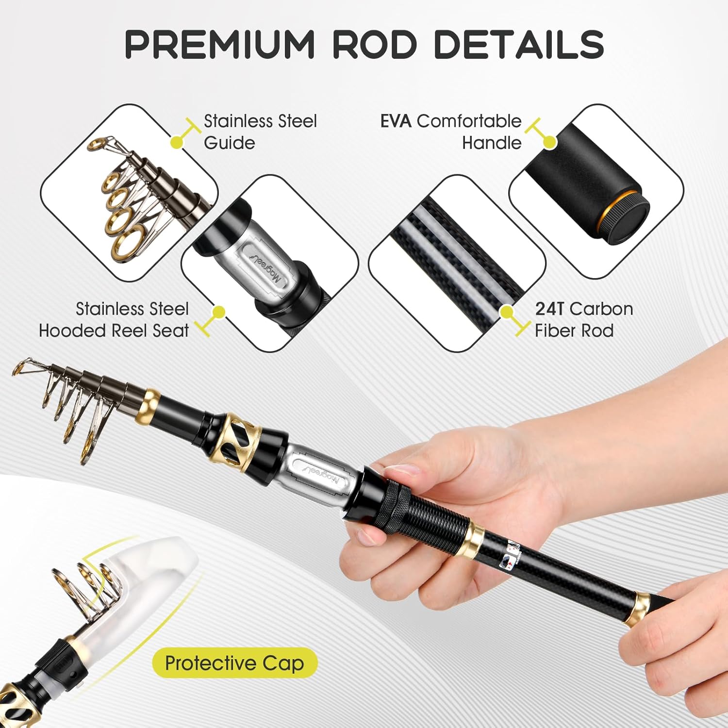 Magreel Set Canna da Pesca Telescopica e Mulinello - immagine 3