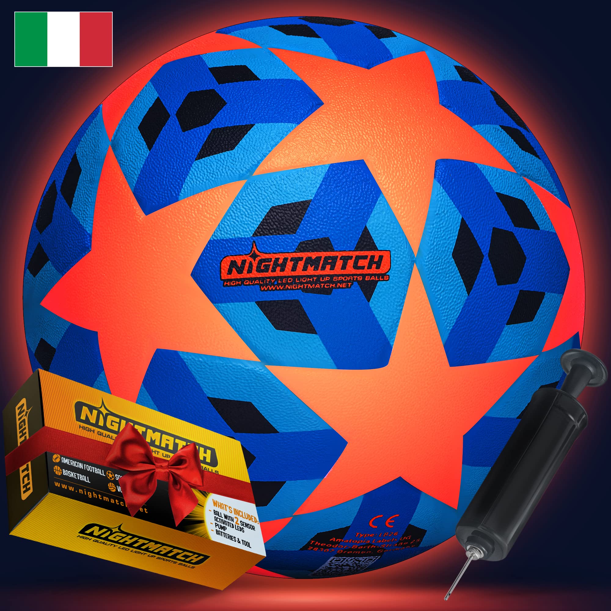 Nightmatch Pallone da Calcio Luminoso Impermeabile Taglia 5