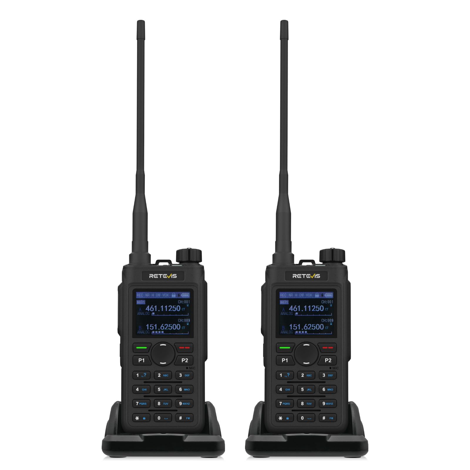 Retevis C62 Walkie Talkie Lungo Raggio (2 Pezzi), Nero