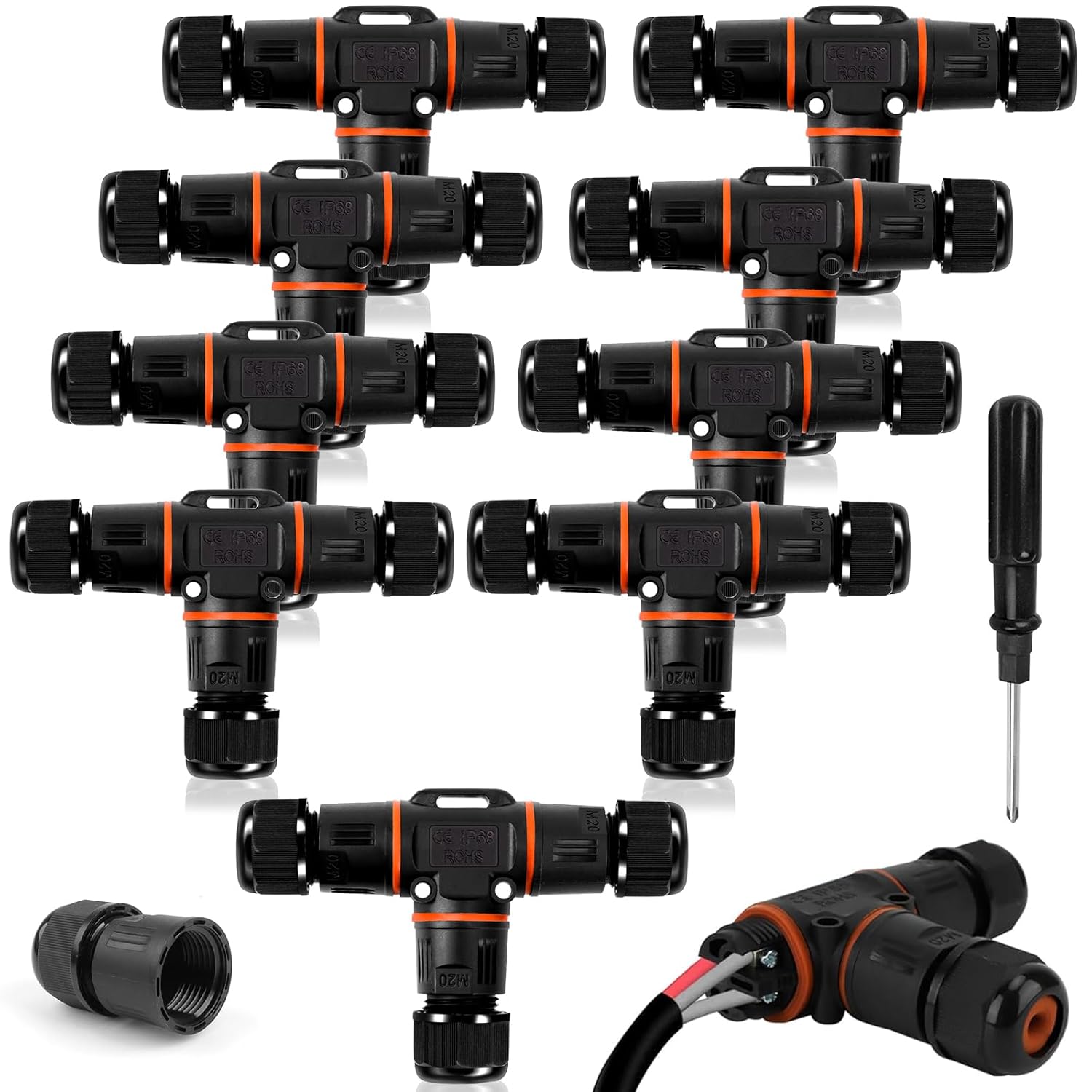 Himomo Connettori Elettrici Impermeabili 3 Poli (10 Pezzi) - immagine 1