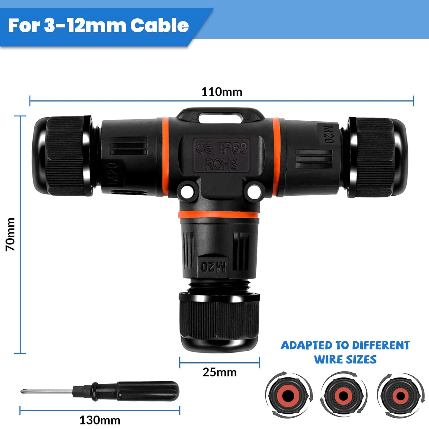 Himomo Connettori Elettrici Impermeabili 3 Poli (10 Pezzi) - immagine 2