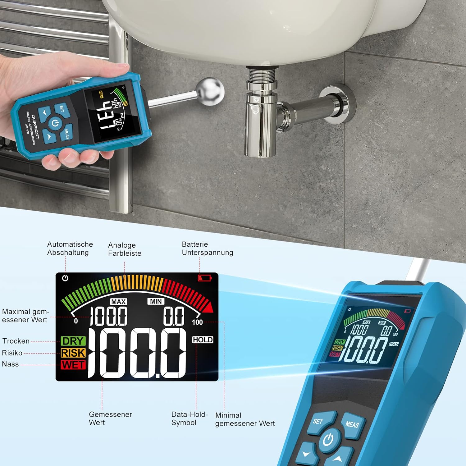 Durficst Misuratore Umidità Legno Professionale - immagine 4