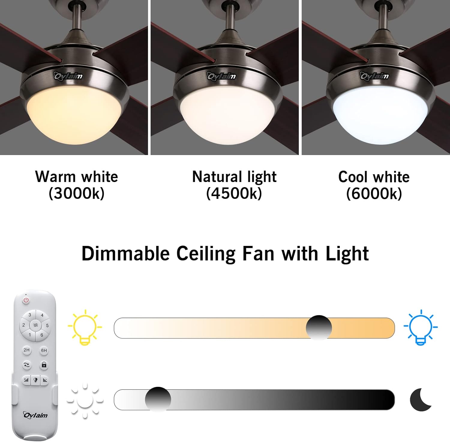 Ovlaim - Ventilatore da Soffitto 122cm con Luci e Telecomando - immagine 3