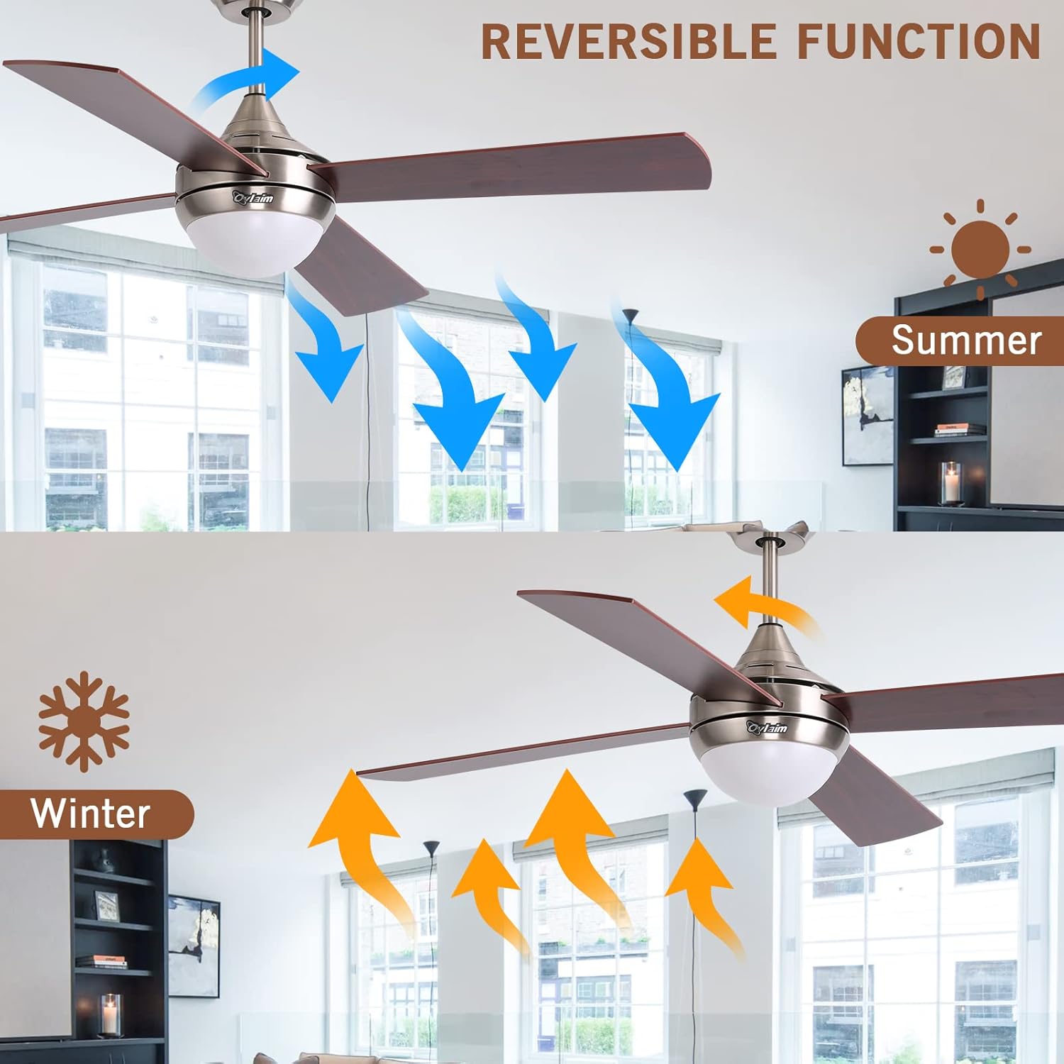 Ovlaim - Ventilatore da Soffitto 122cm con Luci e Telecomando - immagine 4