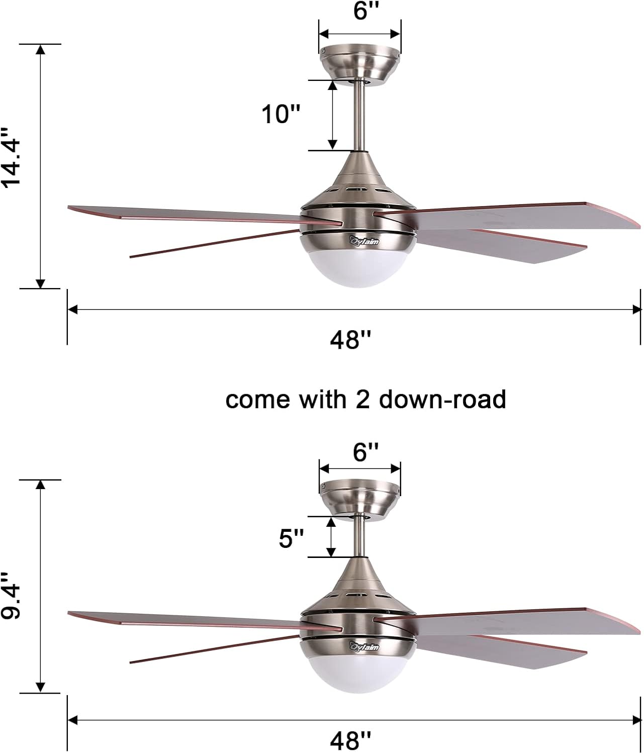 Ovlaim - Ventilatore da Soffitto 122cm con Luci e Telecomando - immagine 5