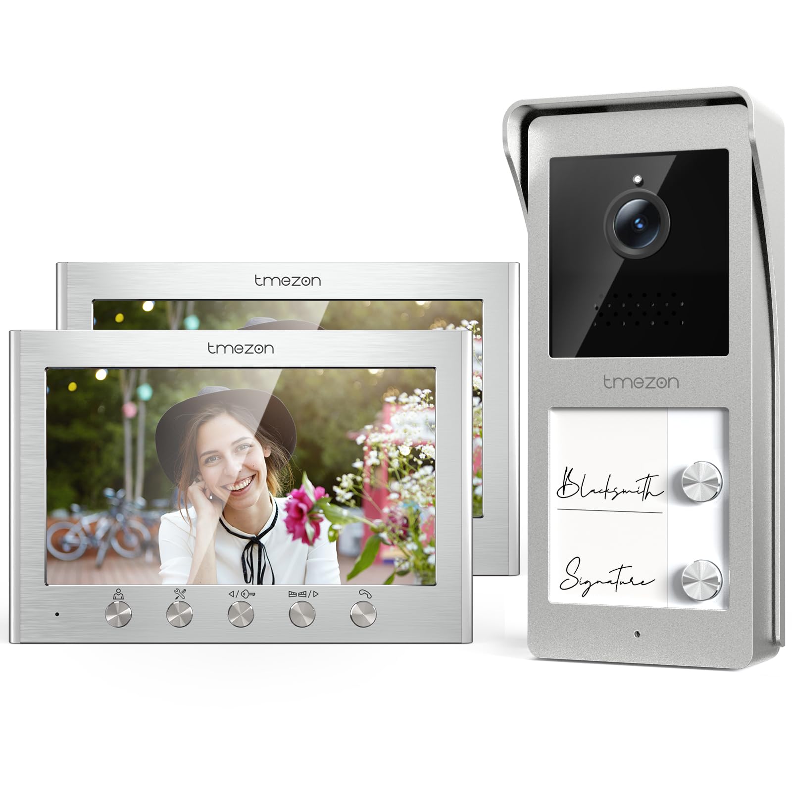 Tmezon Videocitofono 2 Fili Bifamiliare con 2 Monitor 7"