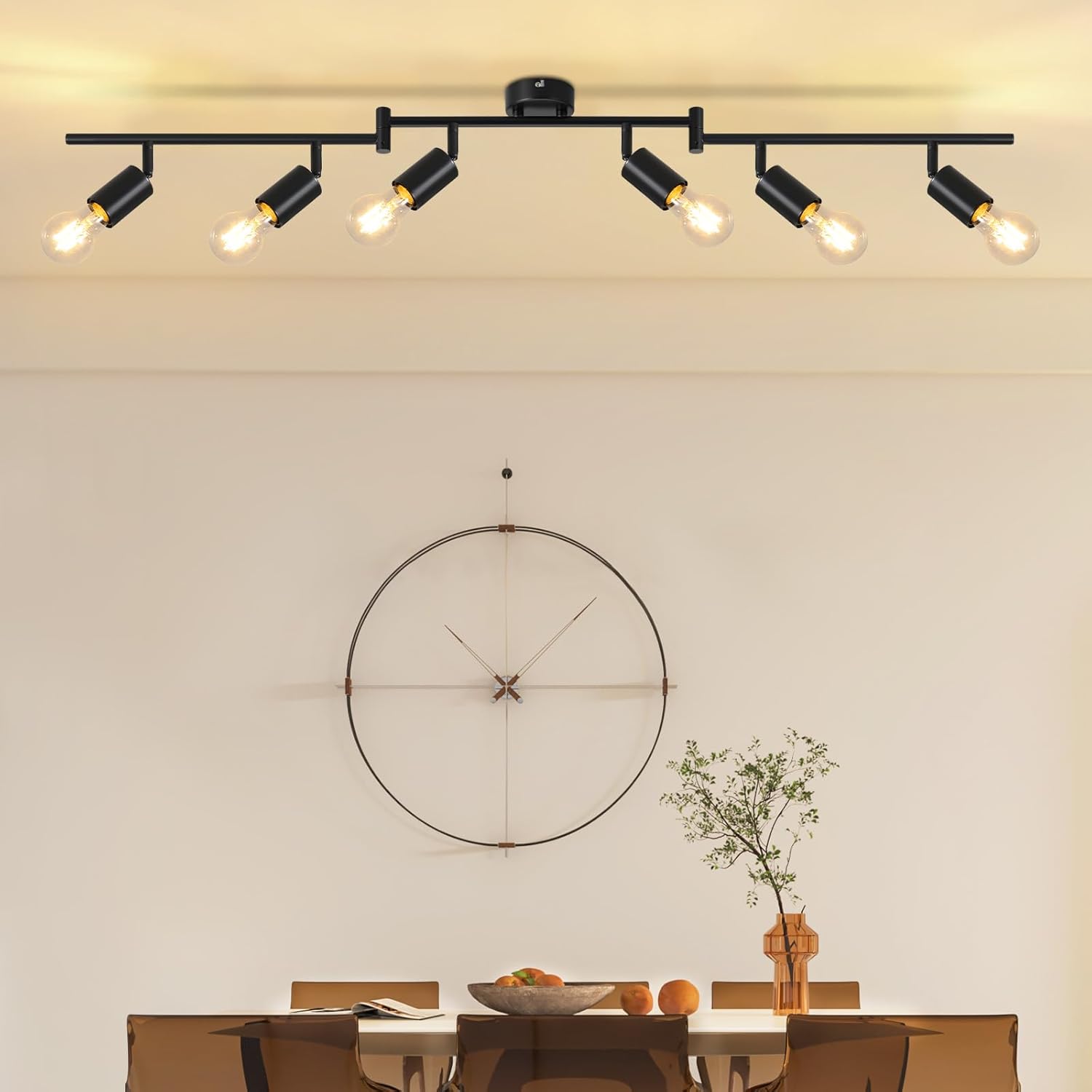 Cbjktx Faretto da Soffitto Nero E27 6 Fiamme Orientabile - immagine 8