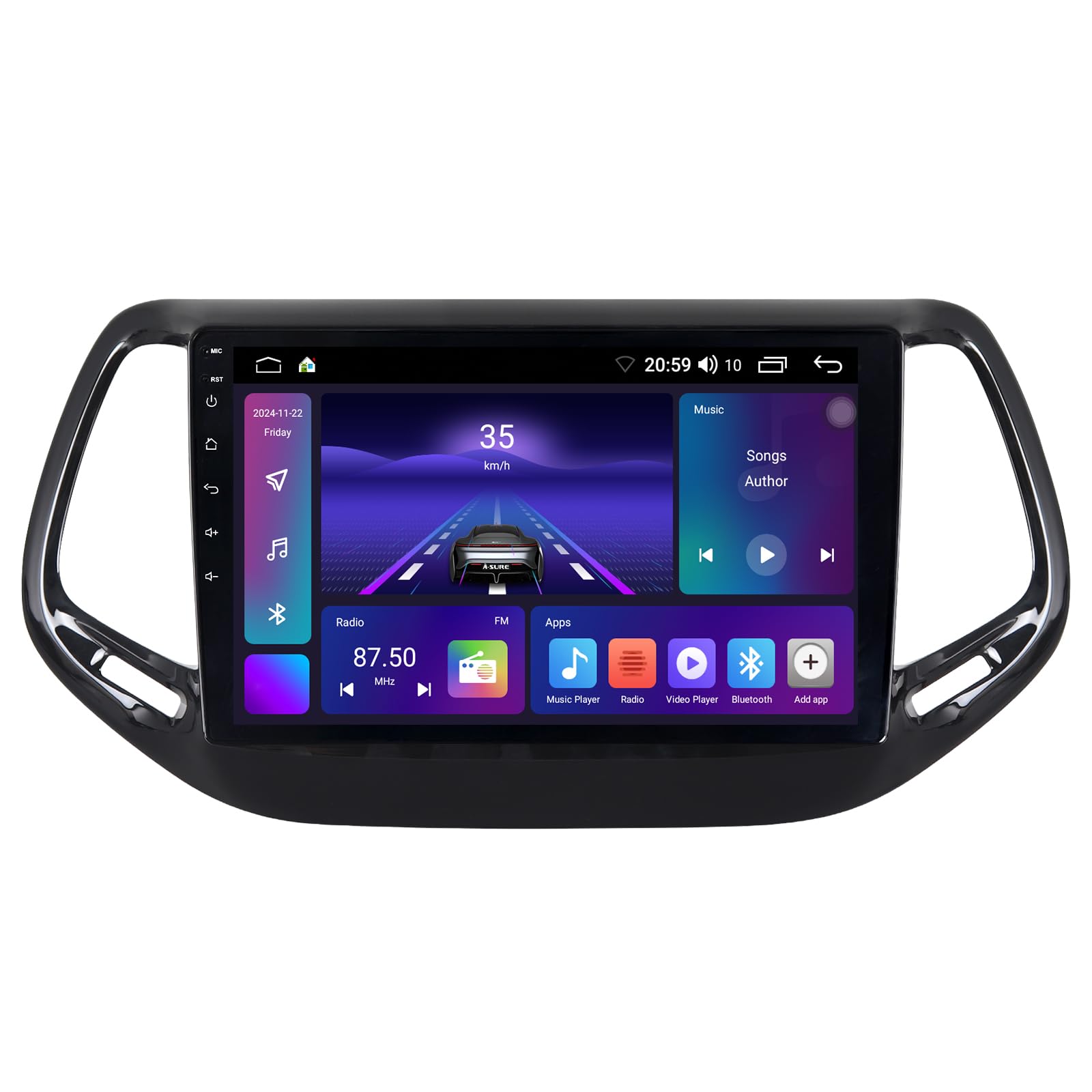 ACAVICA 2+64GB Autoradio per Jeep Compass 2017-2020 Anadroid 14 Bluetooth Wireless A-pple Carplay Android Auto Tablet Schermo Lettore Multimediale WiFi FM (Autoradio per Jeep Compass 2017-2020)