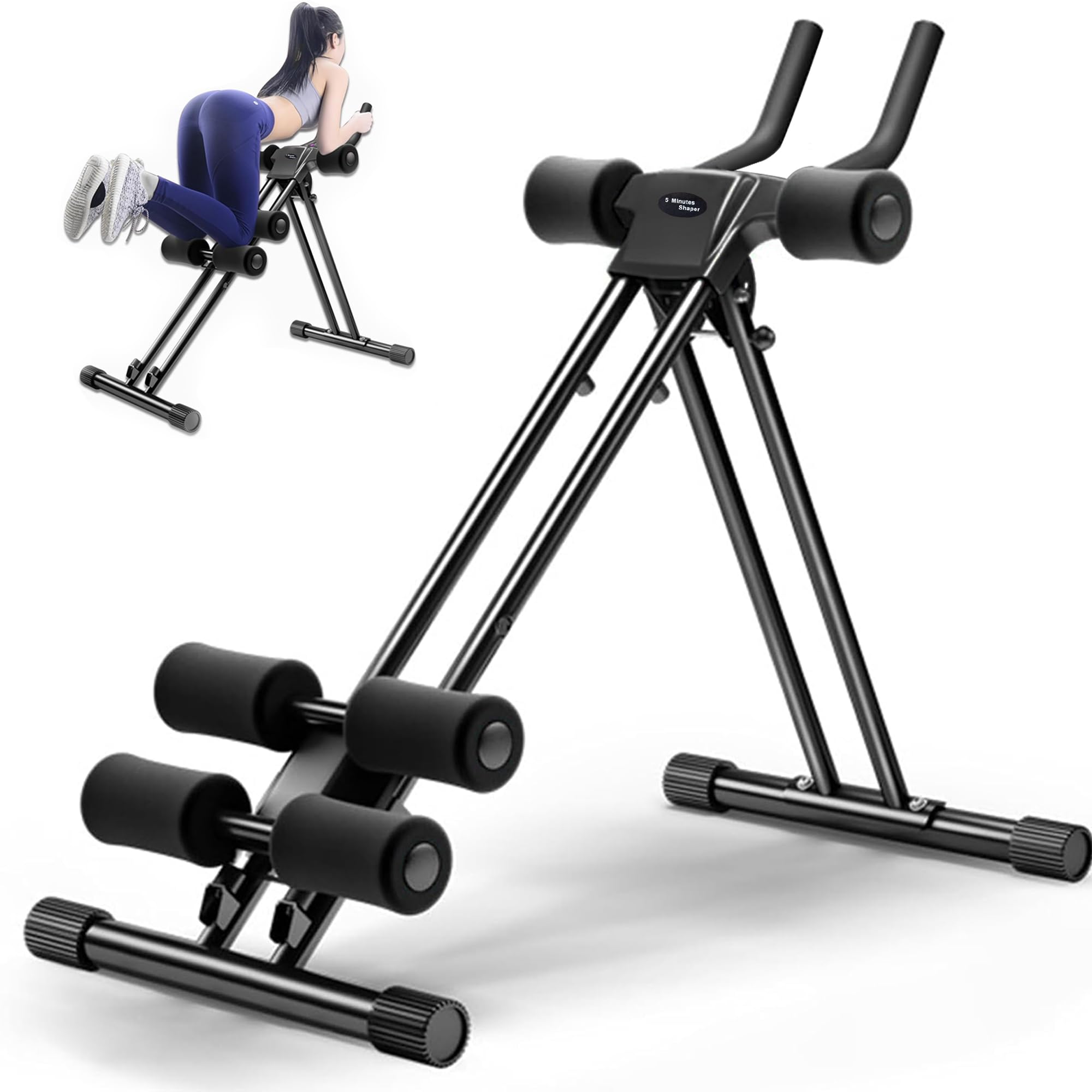 Guug Allenatore Addominale Pieghevole per Casa, Nero