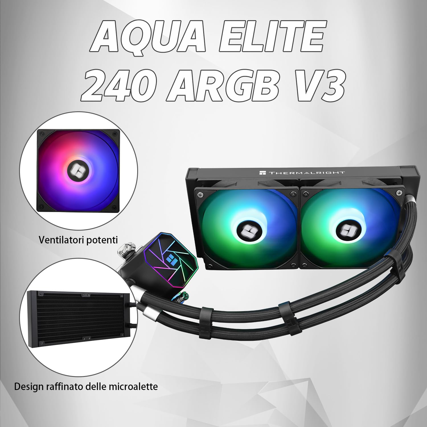 Tr AQUA ELITE 240 V3 - Raffreddamento CPU AIO 3300 RPM - immagine 2