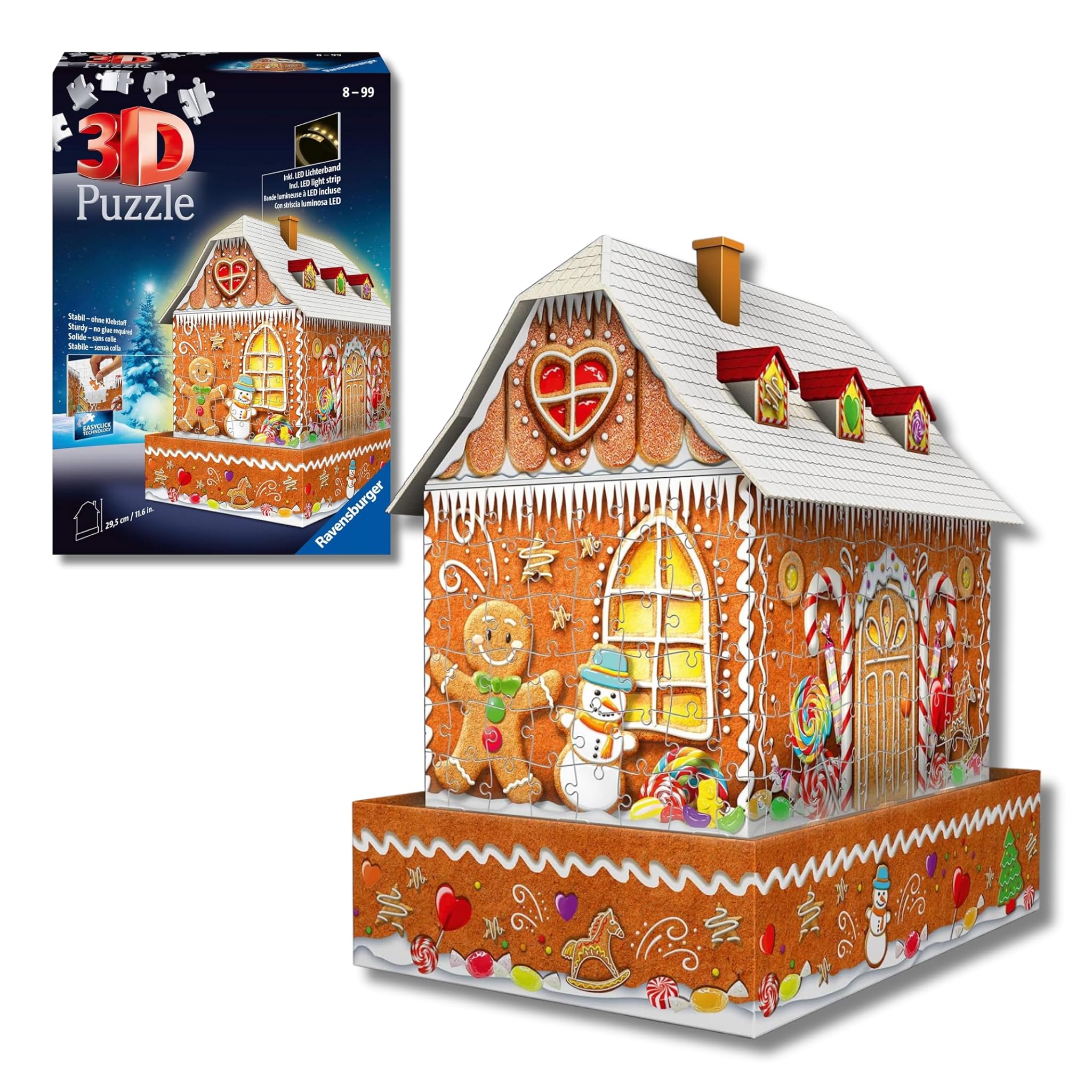 Ravensburger Puzzle 3D Casetta Pan di Zenzero Night Edition