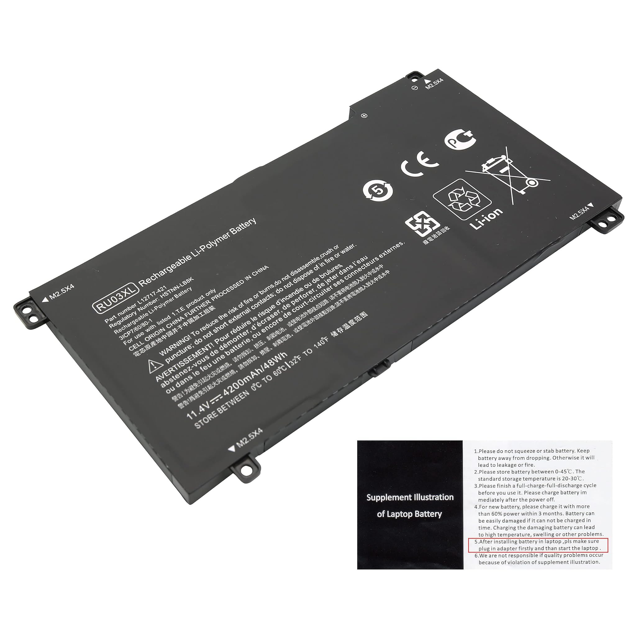Blesys RU03XL Batteria per HP ProBook x360 11.4V 4200mAh