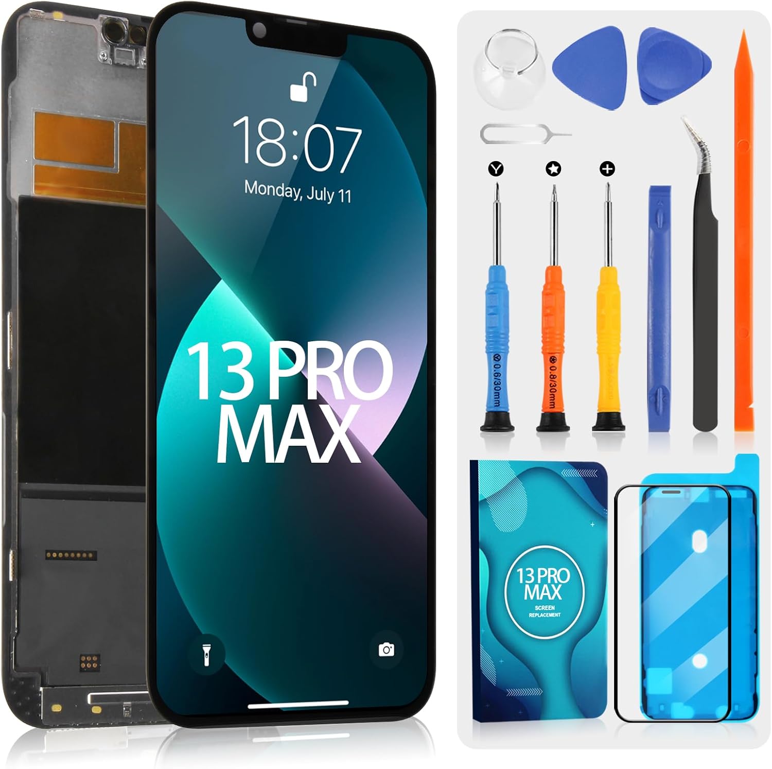 Display LCD per iPhone 13 Pro Max (6,7", Nero) - immagine 1