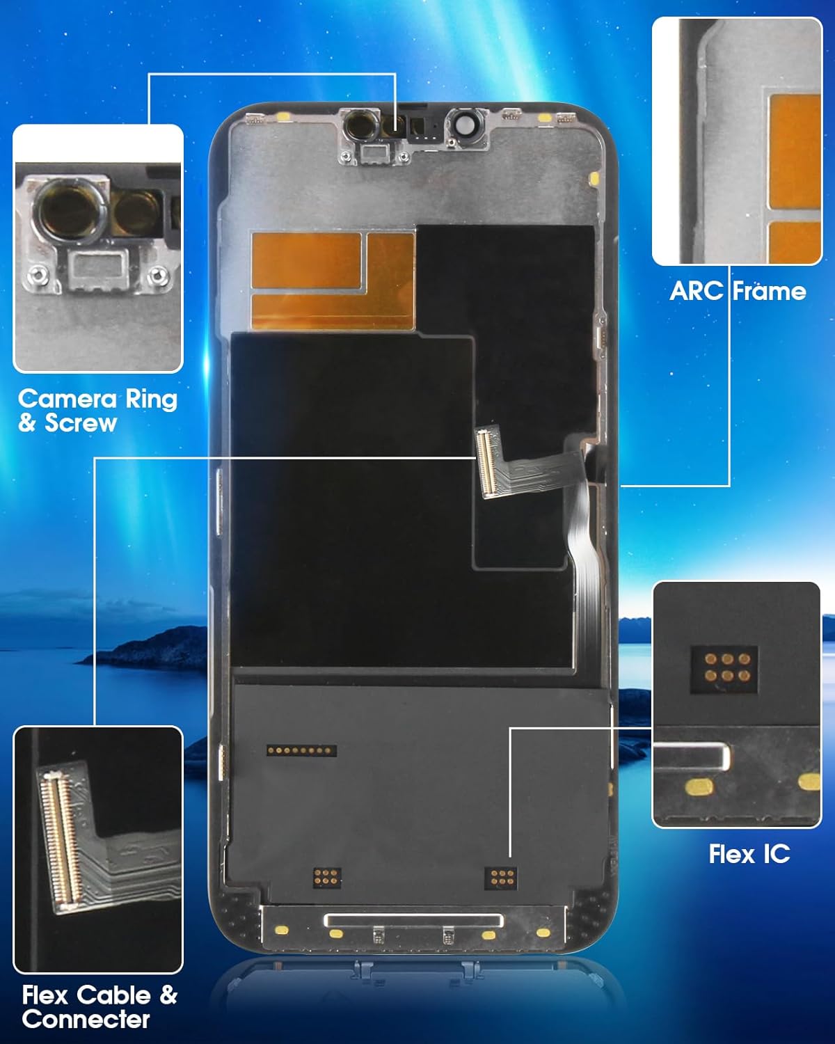 Display LCD per iPhone 13 Pro Max (6,7", Nero) - immagine 7