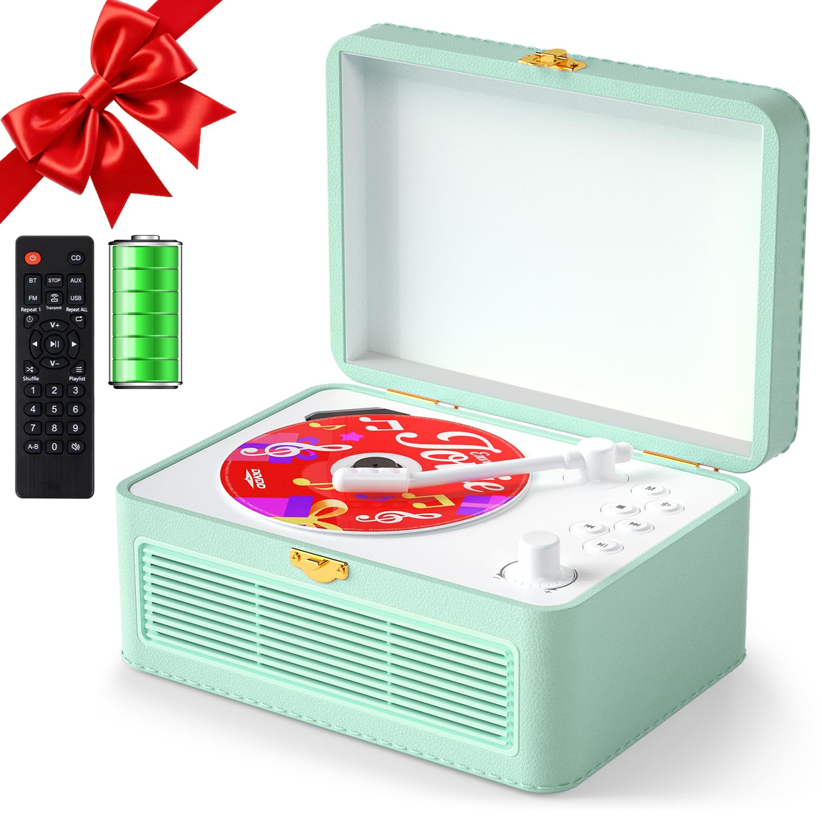 Gueray Lettore CD Portatile Bluetooth con Altoparlanti, Verde