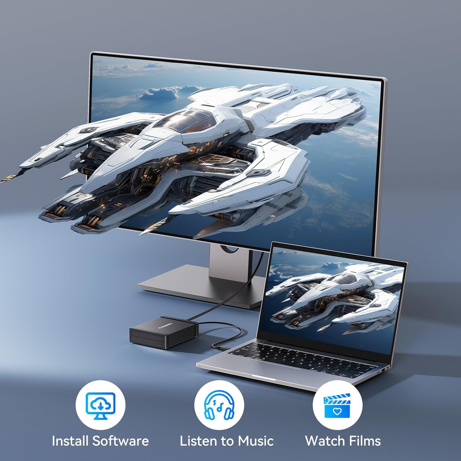 Case Esterno Alluminio per Unità Ottica SATA 5.25" - immagine 6