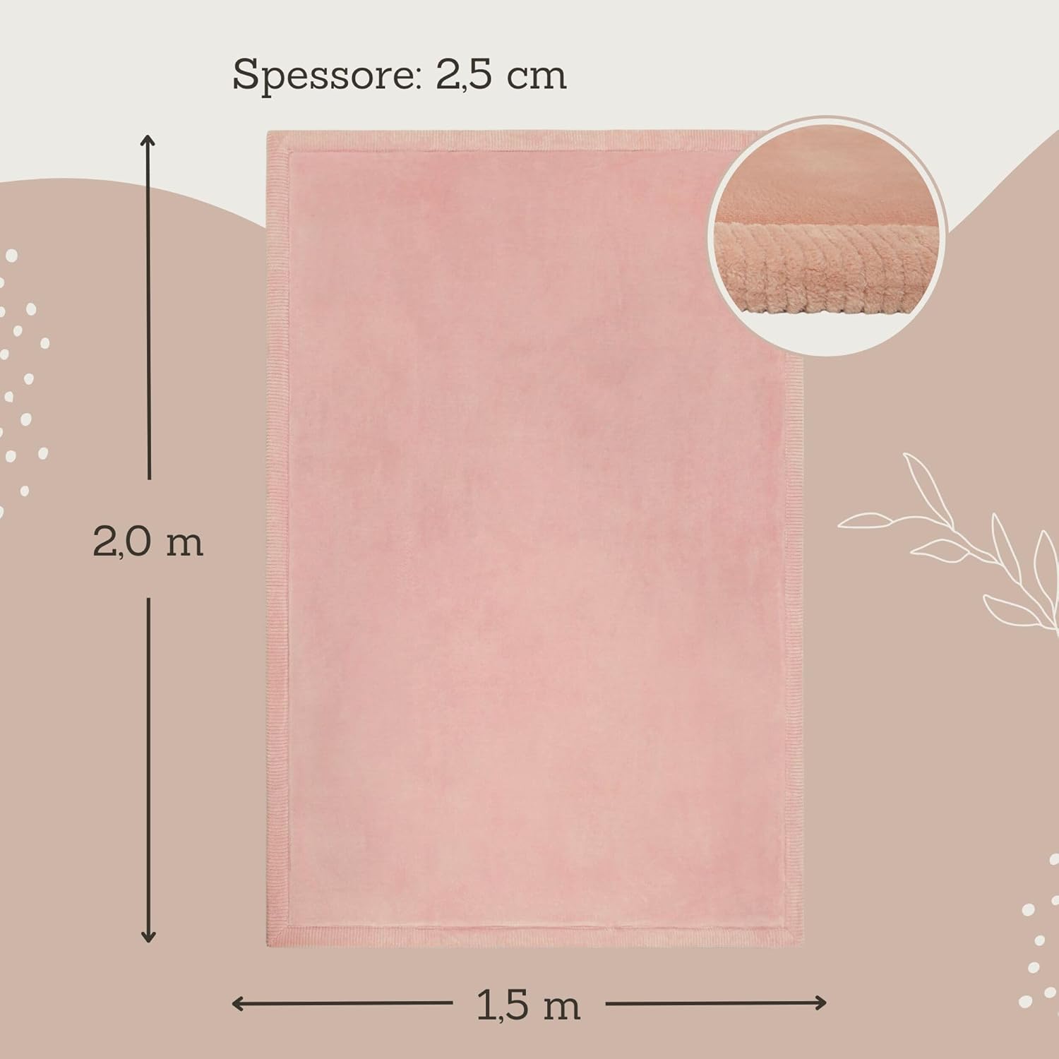 Hakuna Tappeto Bambini Velluto Corallo 200x150x2cm, Rosa - immagine 3