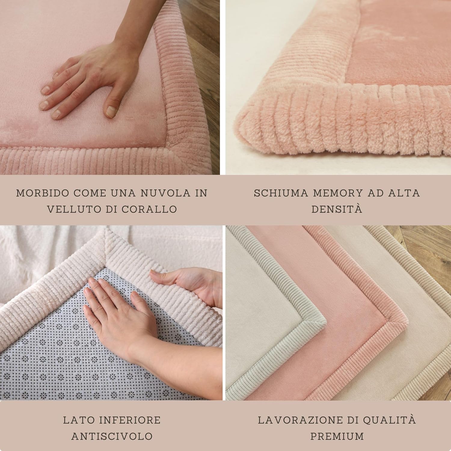 Hakuna Tappeto Bambini Velluto Corallo 200x150x2cm, Rosa - immagine 4