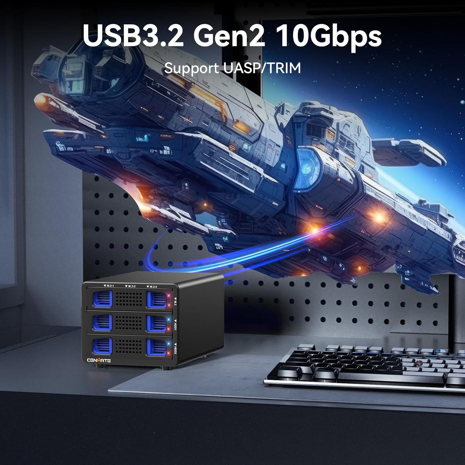 Case NVMe Ibrida 2*3.5 HDD + 3*M.2 con Ventola - immagine 3