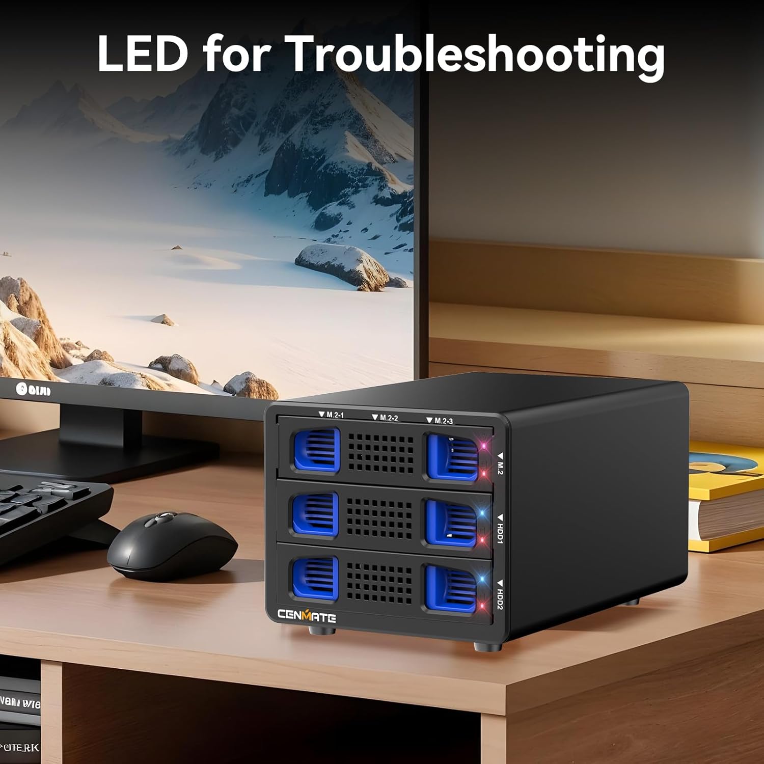 Case NVMe Ibrida 2*3.5 HDD + 3*M.2 con Ventola - immagine 7