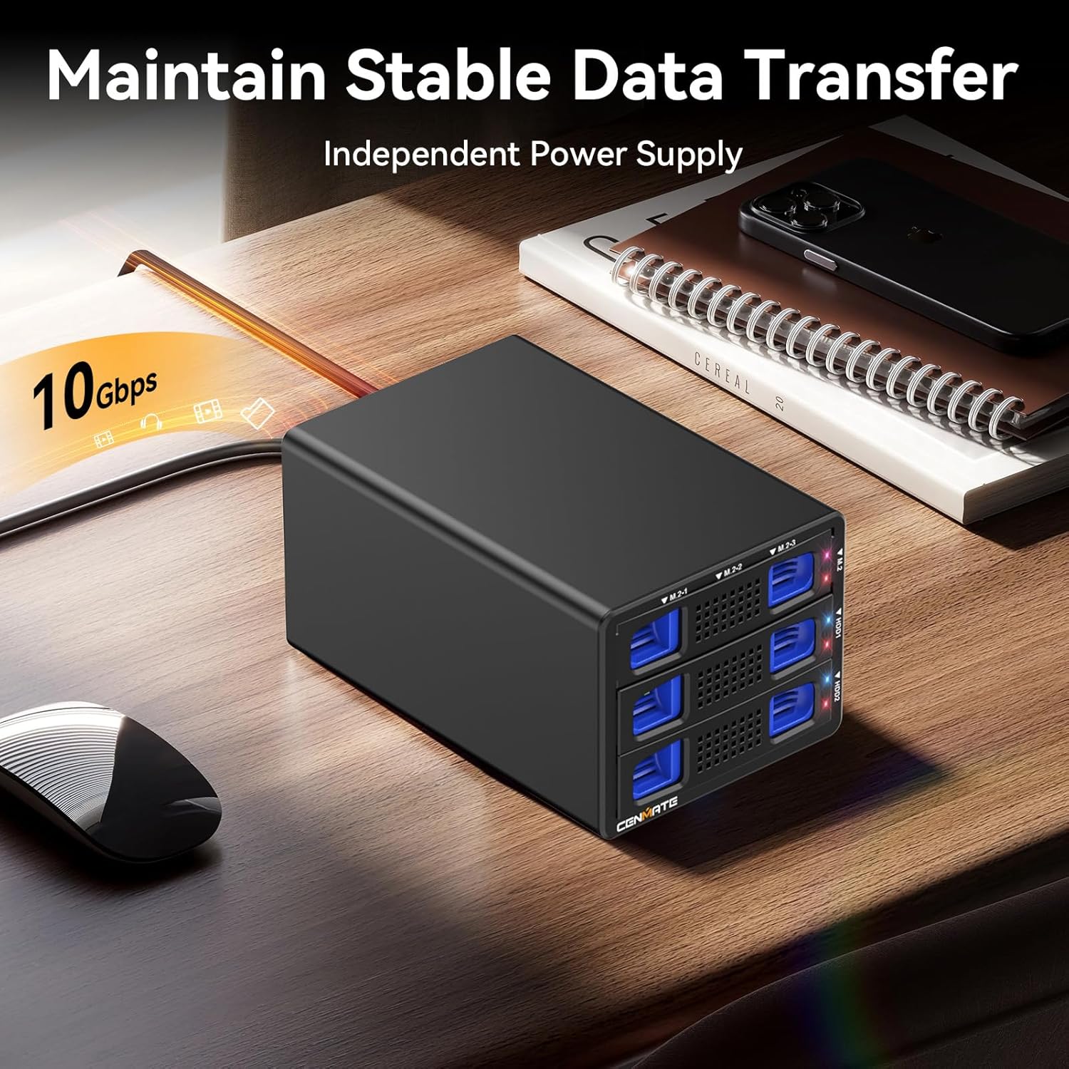 Case NVMe Ibrida 2*3.5 HDD + 3*M.2 con Ventola - immagine 8