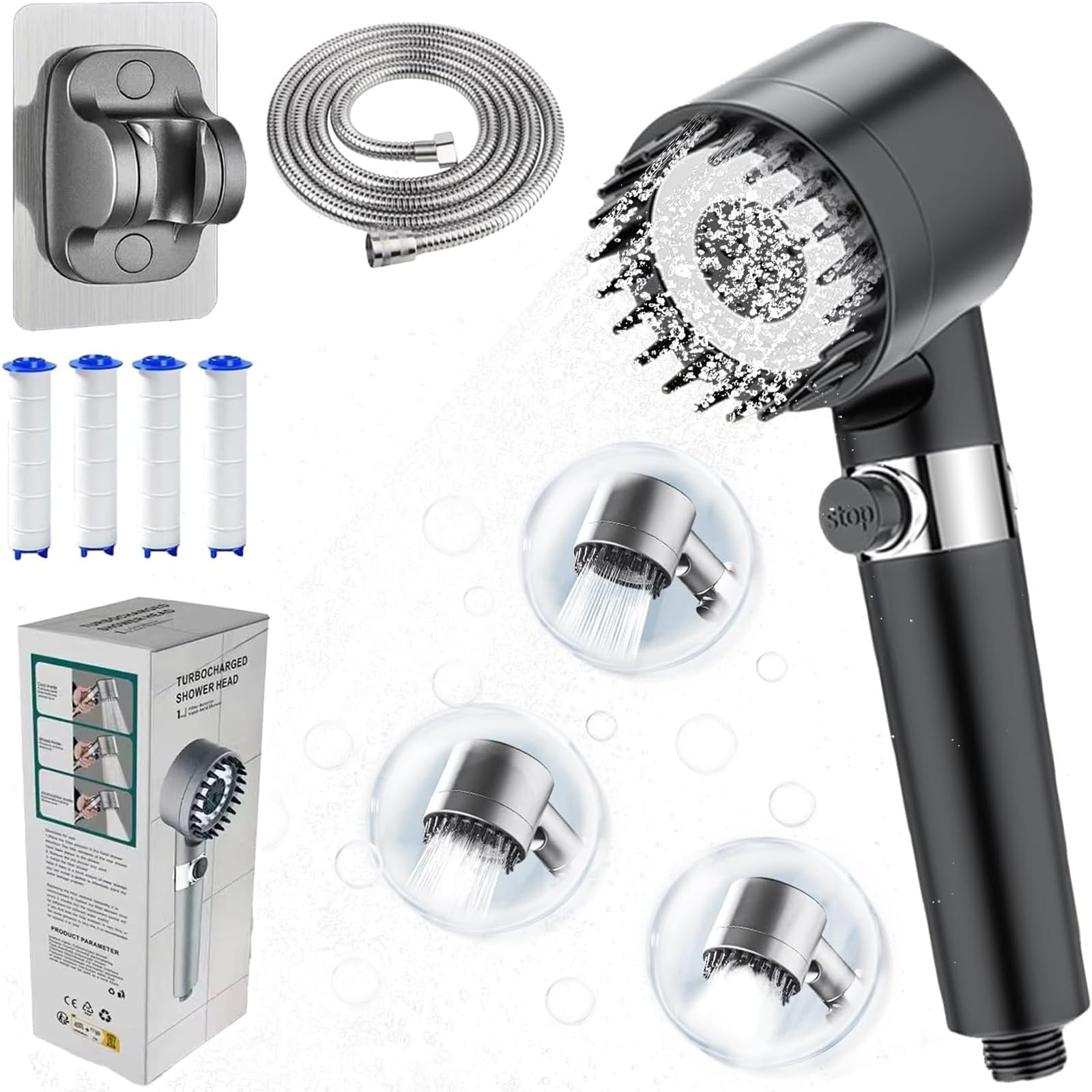 Soffione Doccia Alta Pressione con Filtro 15 Fasi