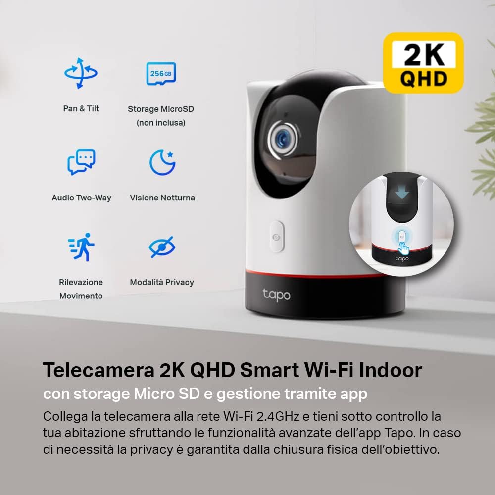 Tapo C225 Telecamera WiFi Interno di Sicurezza Pan/Tilt AI - immagine 2