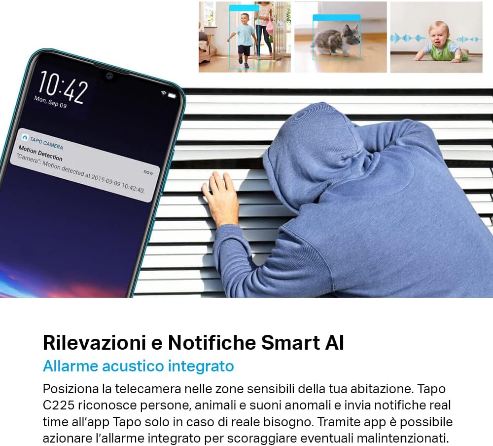 Tapo C225 Telecamera WiFi Interno di Sicurezza Pan/Tilt AI - immagine 5