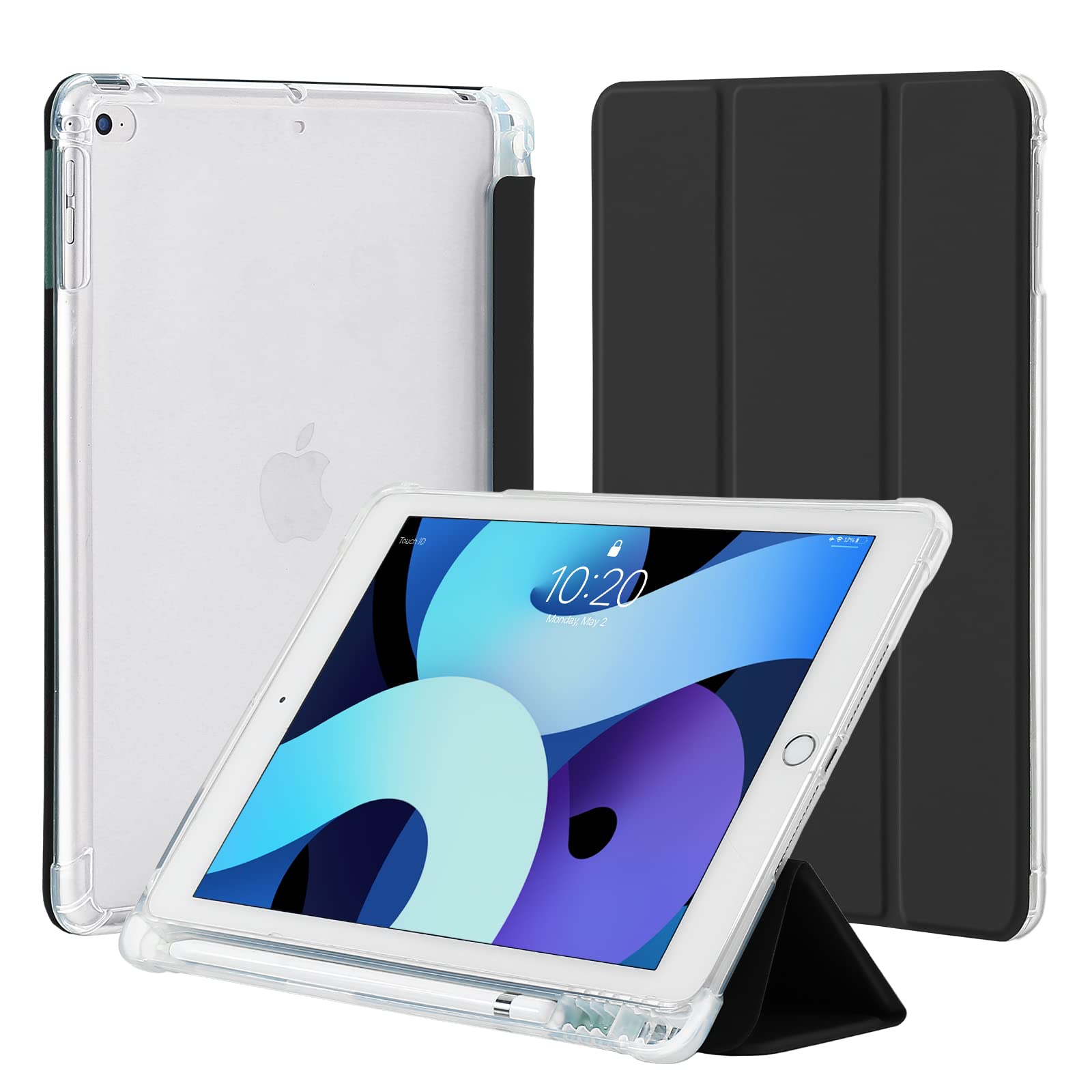 4ubonlife Custodia Cover per iPad 9,7 Pollici, Nero