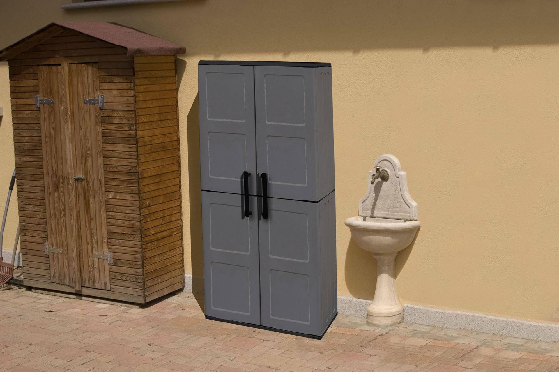 Dmora Armadio da esterno Geel - Mobile porta scope 68x37h163 cm