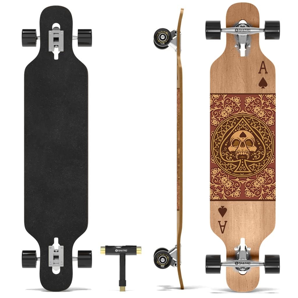 SKATRO Skateboard Longboard Freeride - Include Chiave Multifunzione T-Tool