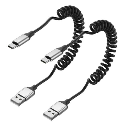 Cavo Spirale USB A a USB C - 2 Pezzi, Nero