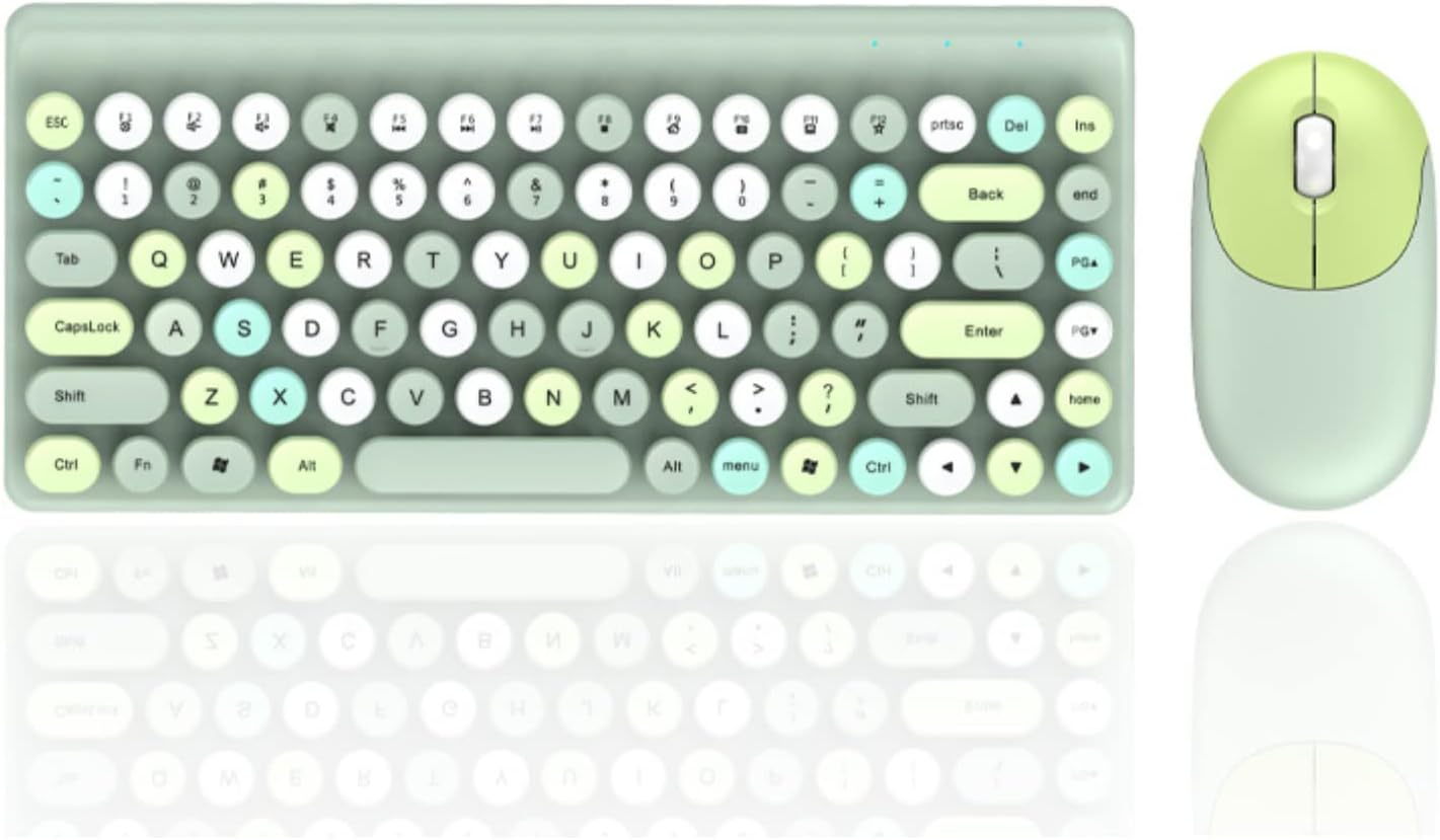 Jectse Tastiera e Mouse Wireless 2,4 GHz, Verde - immagine 1