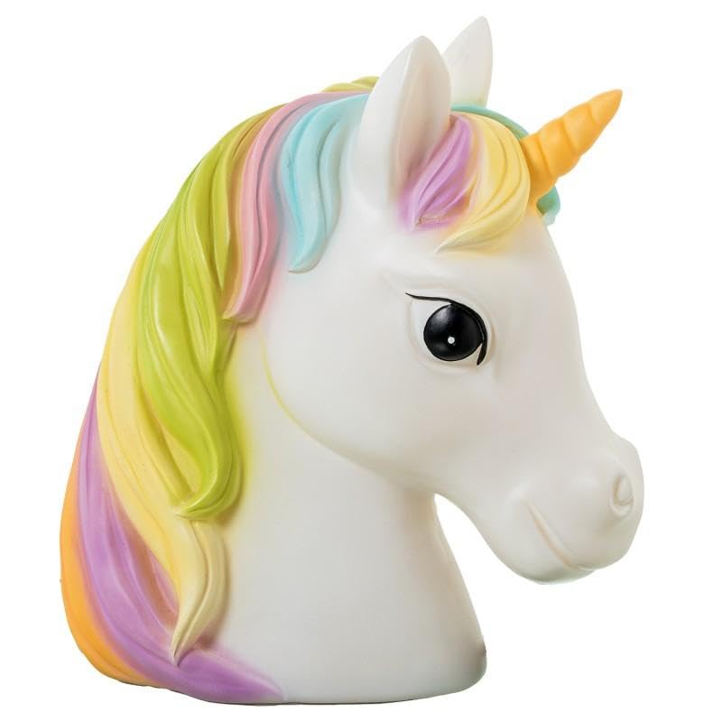 DRW Lampada da Tavolo Unicorno in poliresina Bianco, Nero e Verde 24x22x14 cm