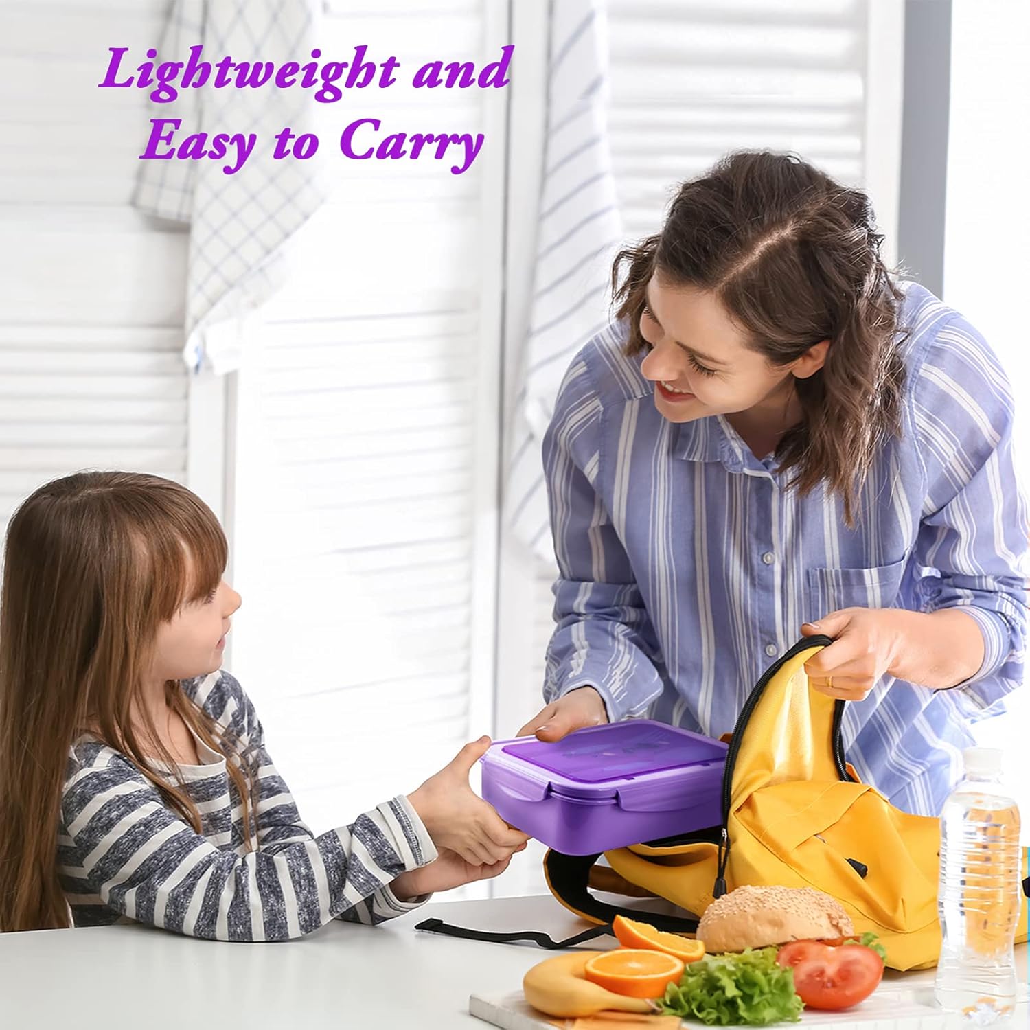 Bibury Porta Pranzo con 3 Scomparti e Posate, Viola - immagine 6