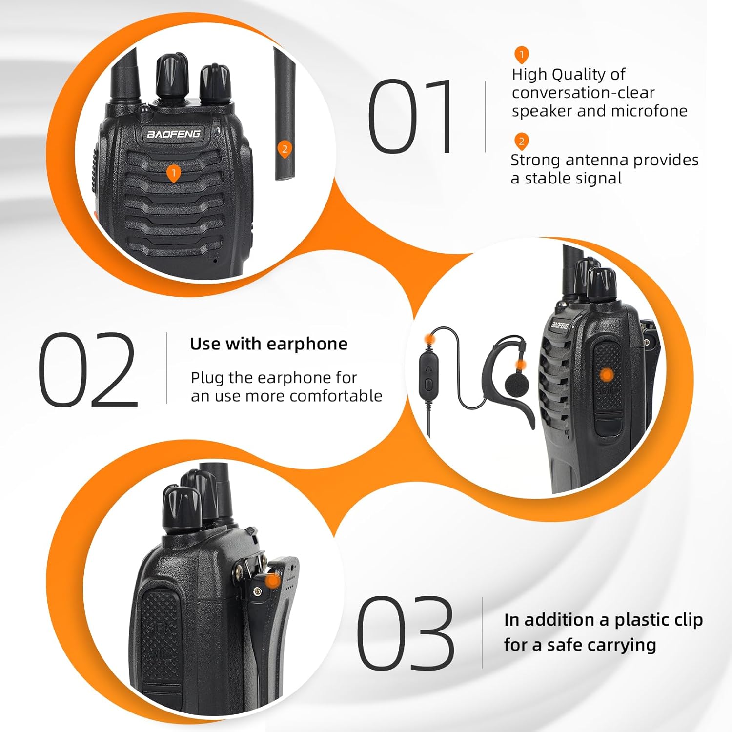 Walkie-Talkie PMR446 Ricaricabile 16 Canali con Auricolare - immagine 4