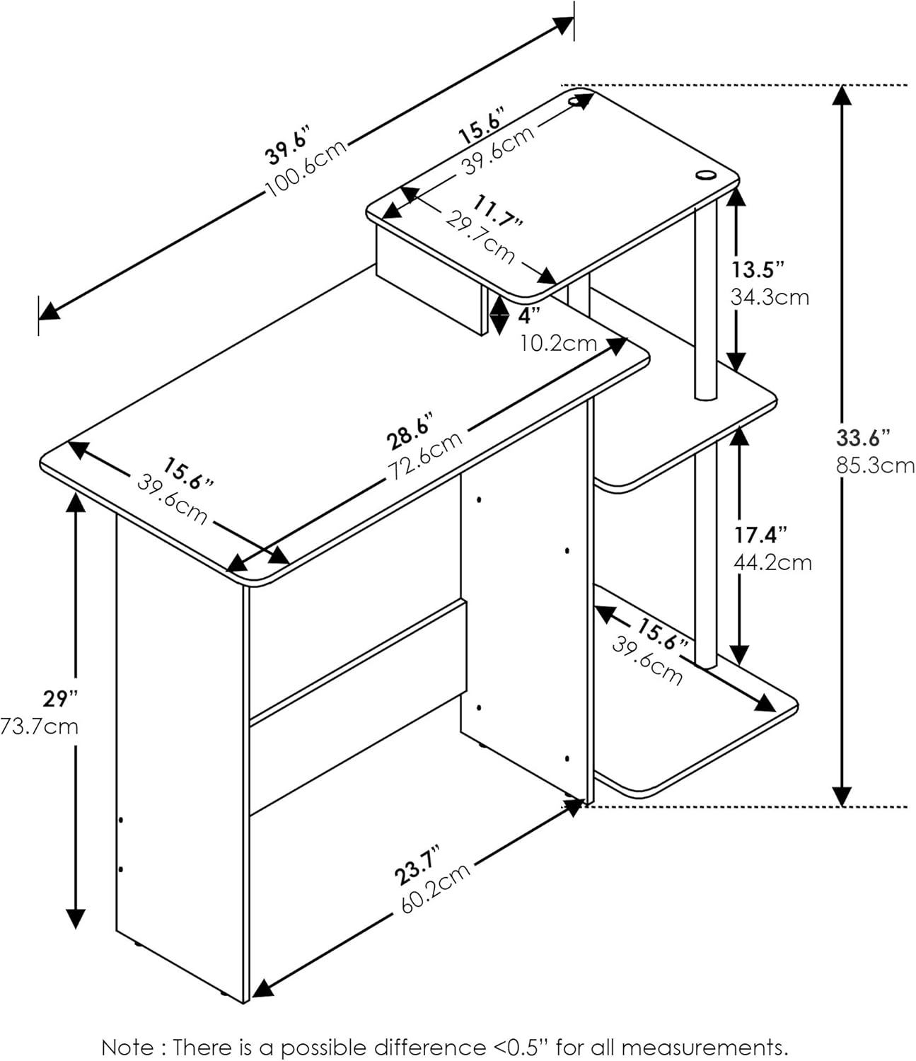 Furinno Efficient Home Scrivania per Laptop/Computer - immagine 3