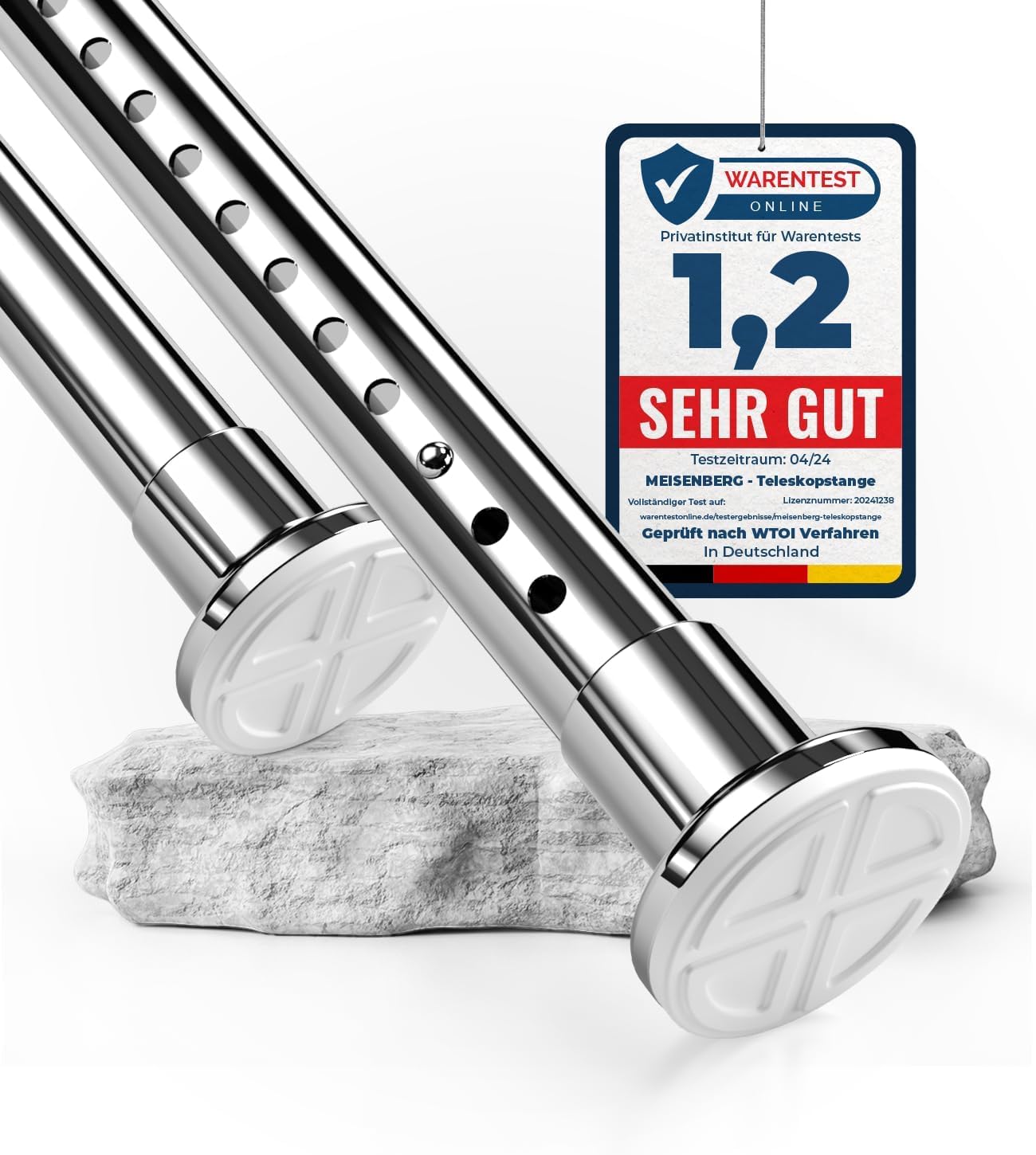 MEISENBERG Aste a Pressione per Tende 160-210cm, Argento